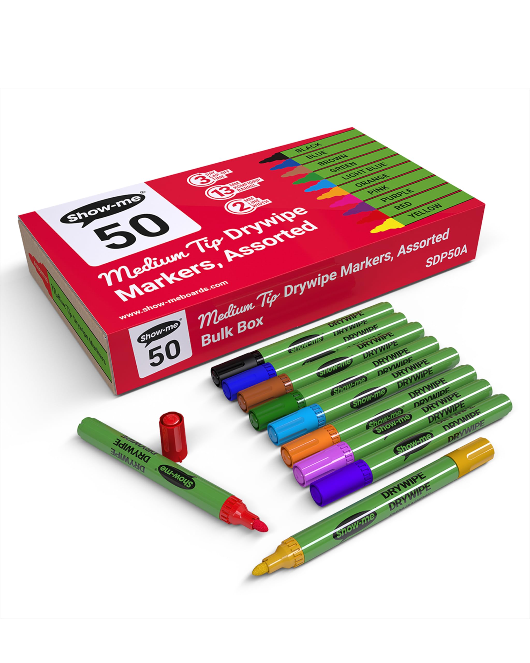 Showroom Mode Show-Me Whiteboard PensMarker Pens For WhiteboardLong-Lasting Whiteboard Markers With Easy-Fit LidsComfortable & Safe Dry from B&Q