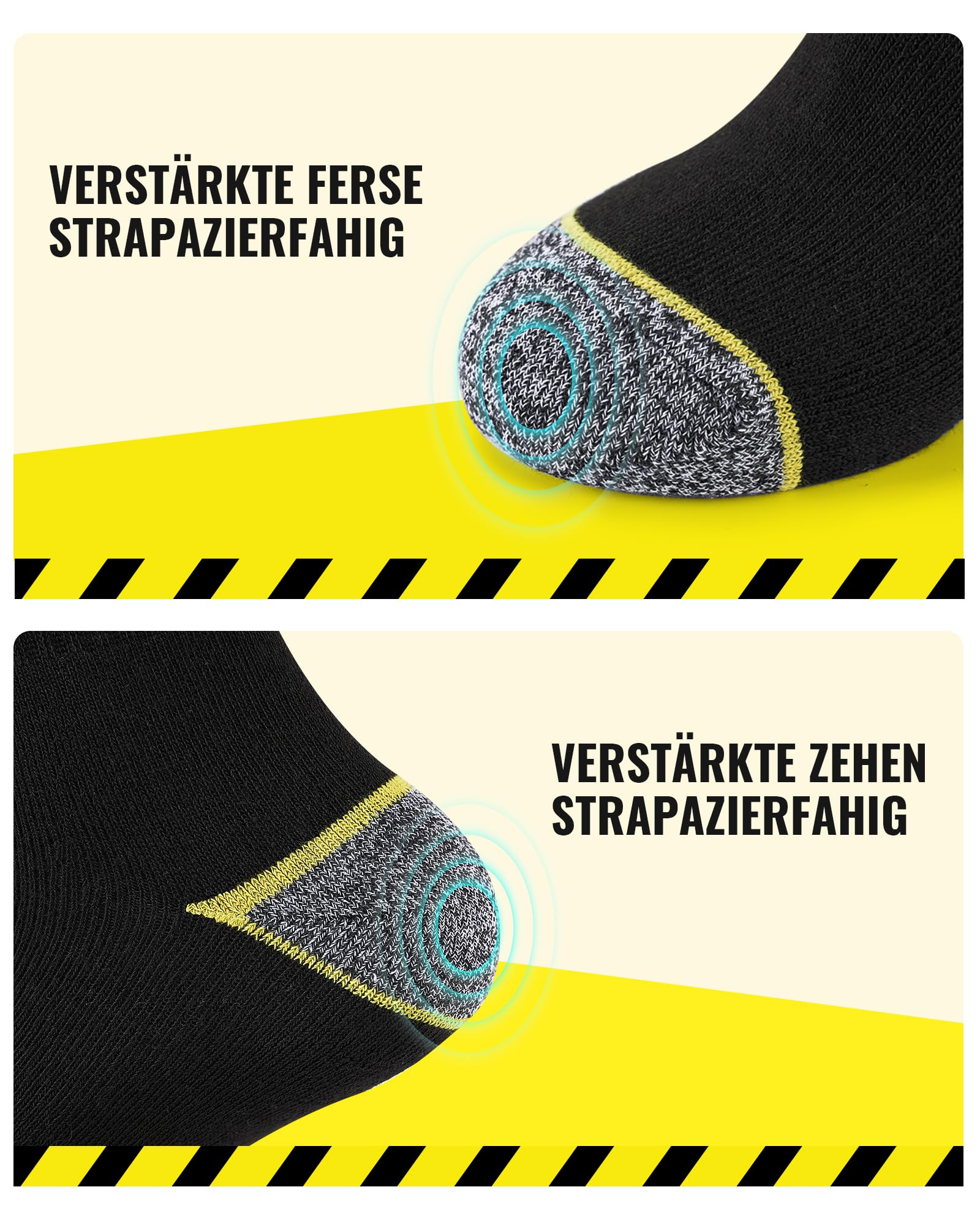 10 Paar Arbeitssocken Herren Socken, Gepolsterte Verstärkte WORK Socken, Atmungsaktiv Funktionssocken mit Komfortbund, Lange Work Socks - 5