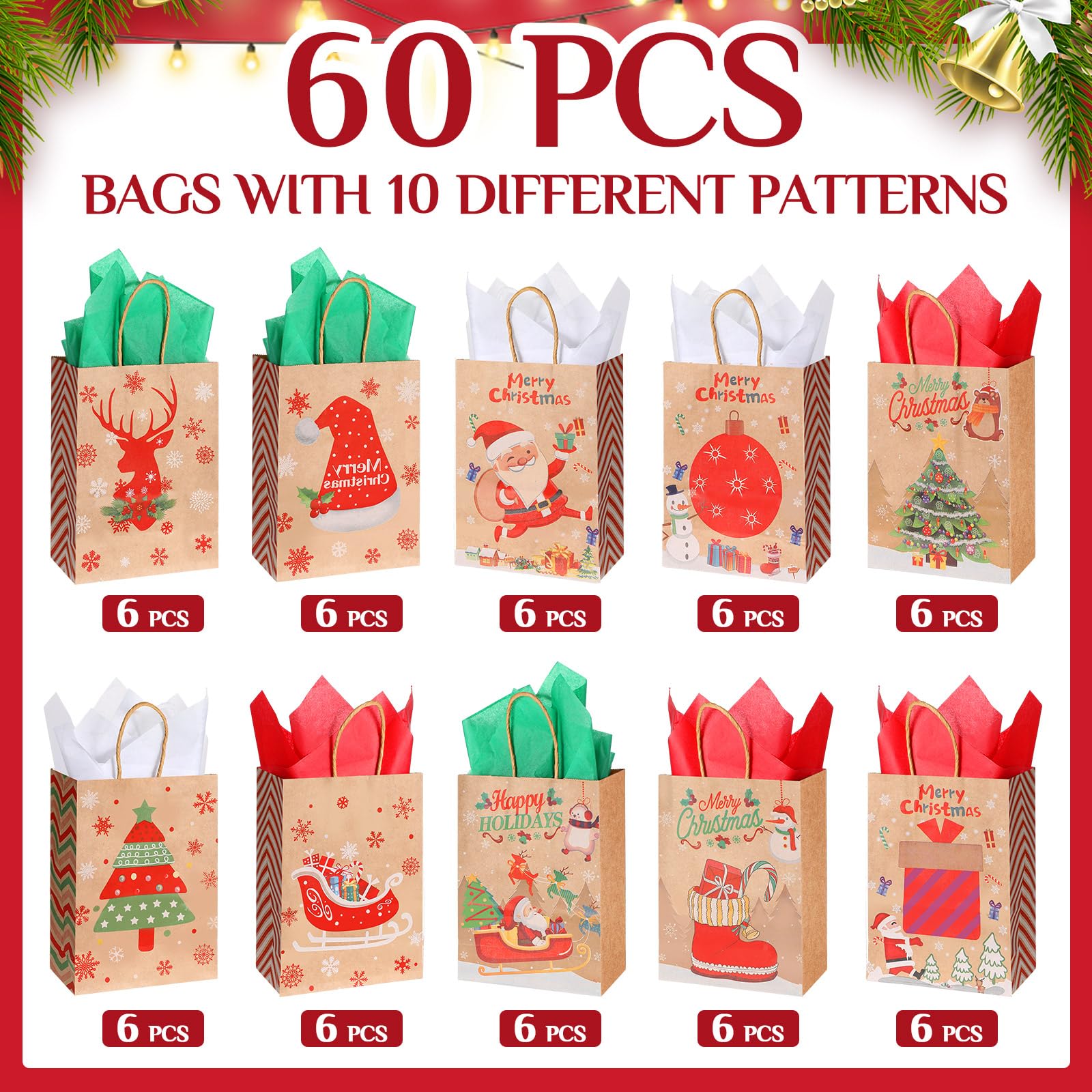 SHIPKEY 8 Pack Luxury Navy Blue Gift Bags With Tissue Paper, Gift Bags For Men, Groomsmen Gift Bags 8x4x11 Kraft Paper Bags With Handles Bulk| Elegant Gift Bags, 4 Designs