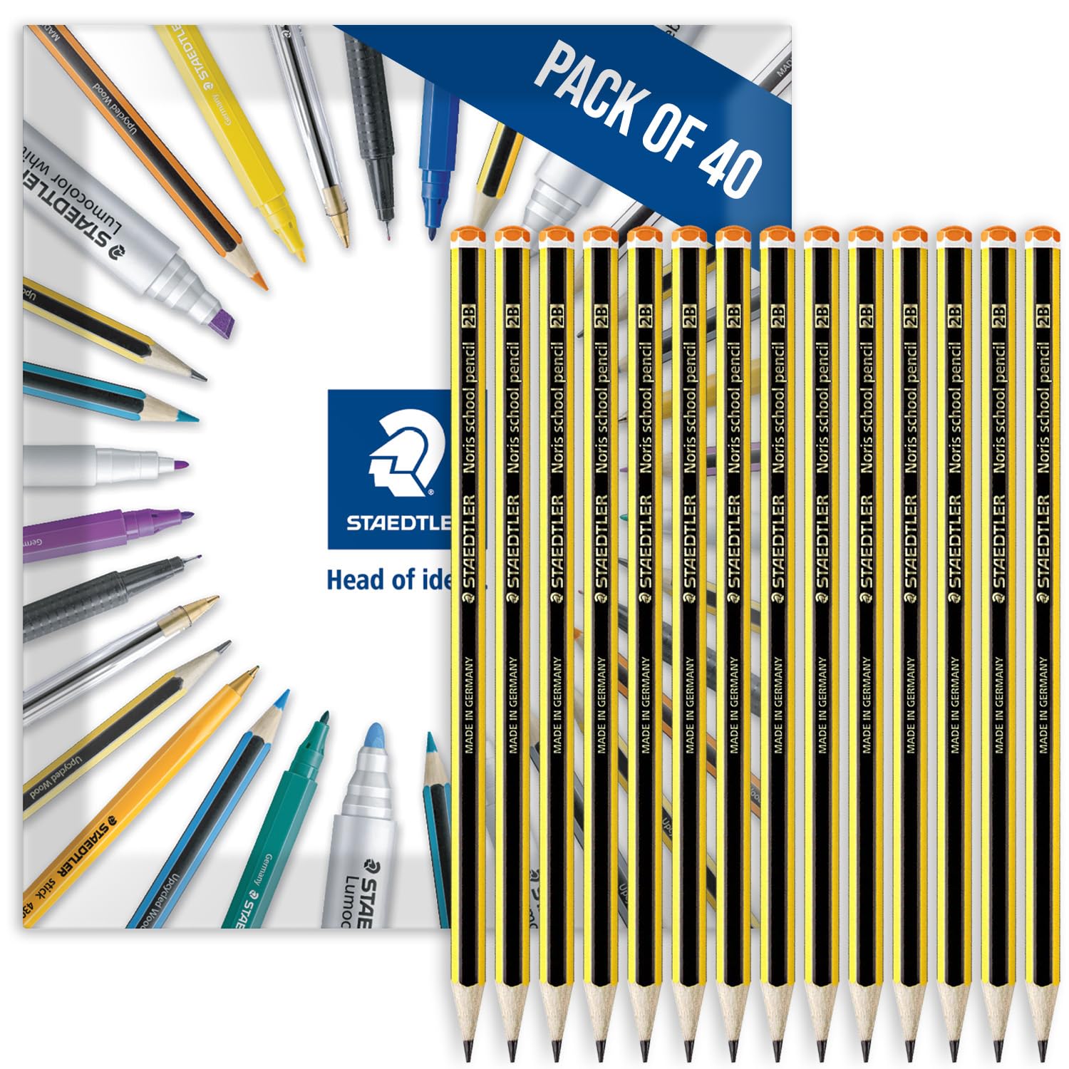 STAEDTLER Noris 121 Pencils, 2B, Graphite, Pack of 40 in Envelope Packaging