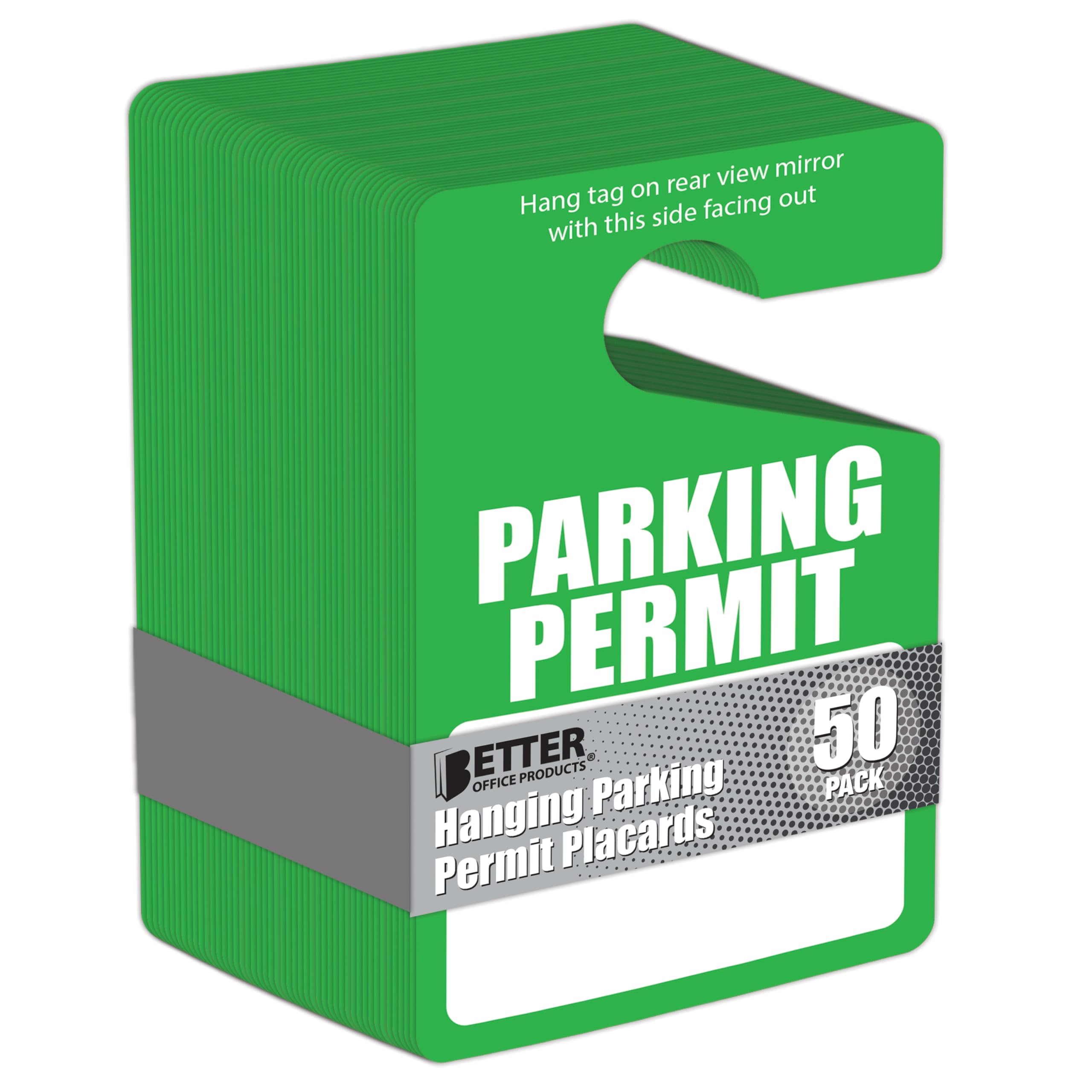 Green Parking Permit Hang Tags, 50 Pack, Poly Plastic Parking