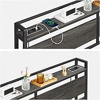 Vista 7 de HOOBRO King Size Headboard, Headboard with 2 Outlets and 4 USB Ports, Adjustable Height, Storage Rack, Sturdy and Stable, Easy Assembly, Charcoal