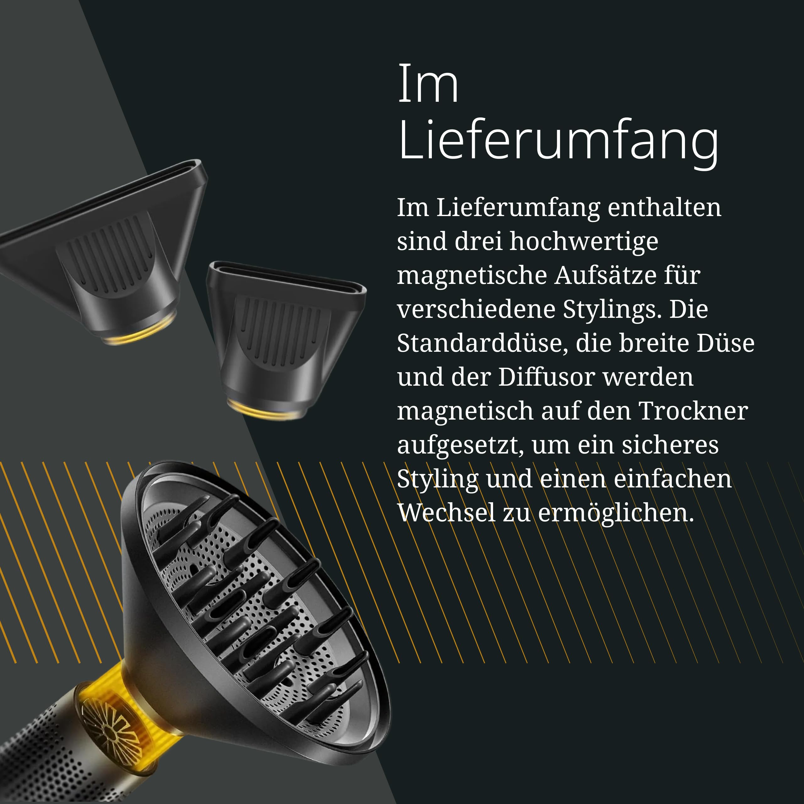 Wahl Vanquish, Professioneller Haartrockner mit magnetischen Aufsätzen | Profi-Haartrockner mit FlowControl-Technologie, 1600 W, 101.000 U/min, nur 320 g, ionisch, magnetische Düsen und Diffusor