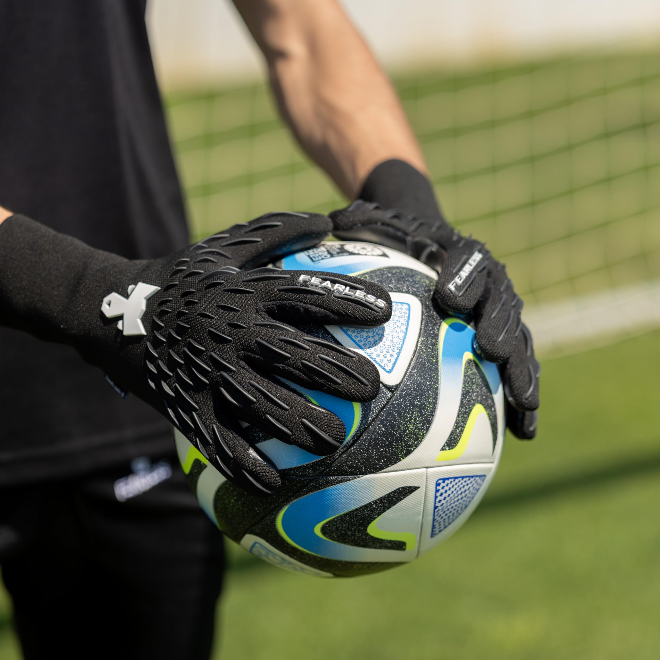 Wolf Pro+ Onyx - Guanti da portiere uomo e bambino - Guanti portiere con lattice tedesco - Presa antiscivolo - Taglio negativo - Sensazione seconda pelle
