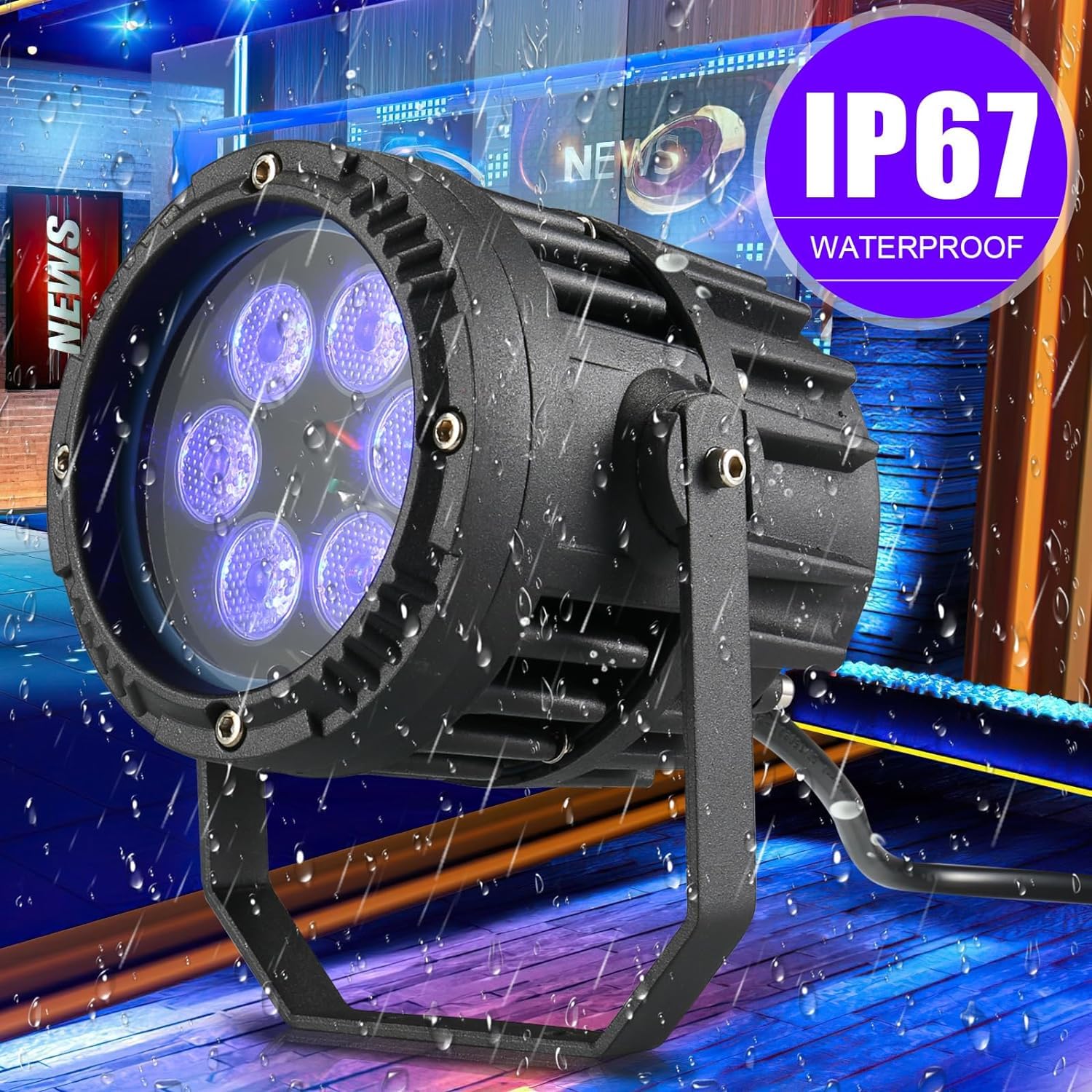 4PCS 6 x 3W IP67 Wasserdichtes LED Par Scheinwerfer, RGBW 4 in 1 Par Licht mit Fernbedienung LED Bühnenlicht, für Disco, Outdoor-Auftritte, DJ Show, Party, Bar, Bühnen