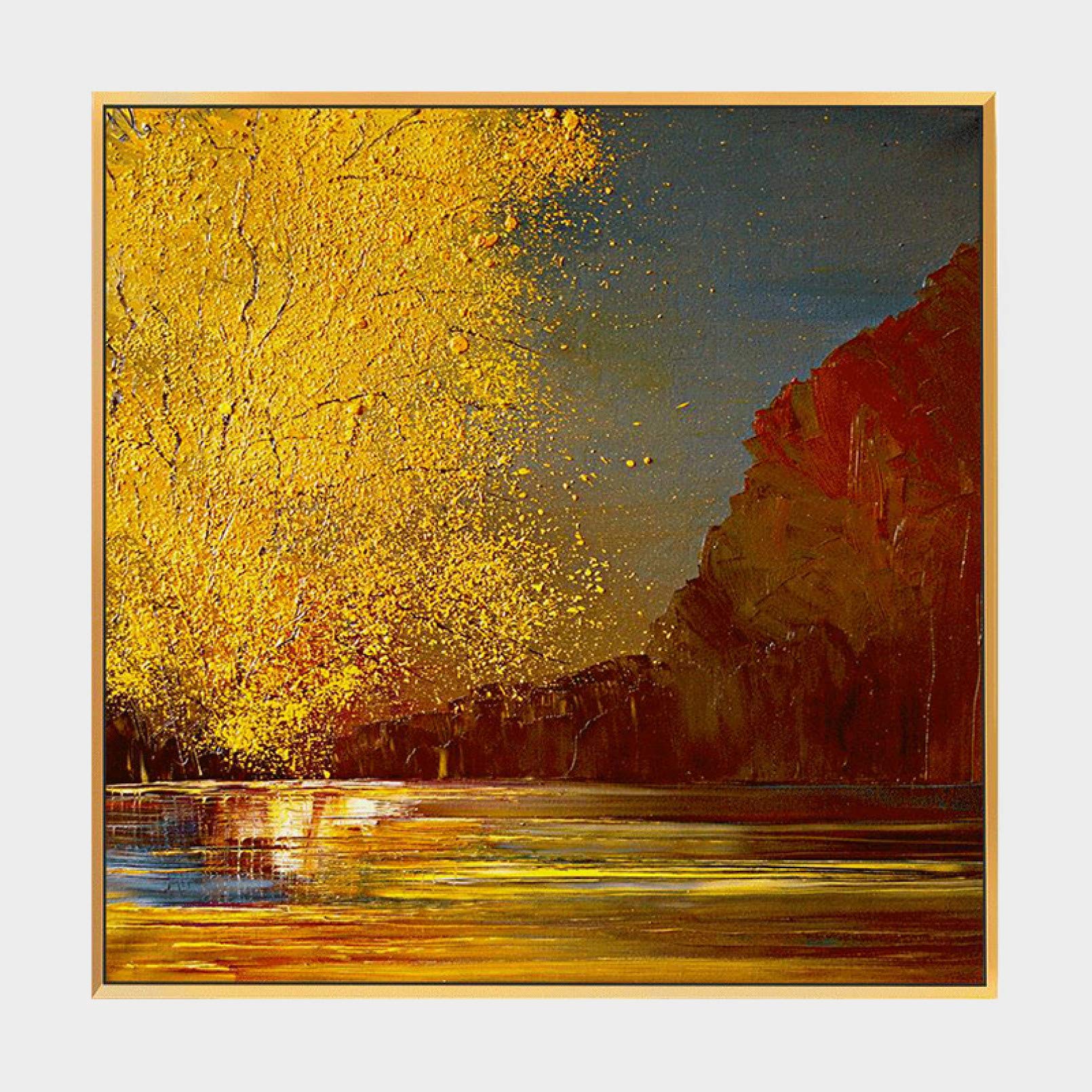 BAJIE Malerei handgemalte abstrakte goldene Sonnenuntergang Malerei auf Leinwand Wandkunst Wandschmuck Bilder Malerei für Wohnzimmer Home Decor