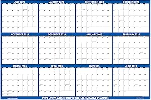 SwiftGlimpse Extra Large Wall Calendar 2024-2025 Academic Dry Erase Erasable, JULY 2024...