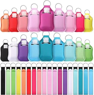 Patelai 54 Pcs Hand Sanitizer Holder Keychain Wristlet Set 1oz Empty Travel Bottle Refillable Bottle Portable Keychain Holder