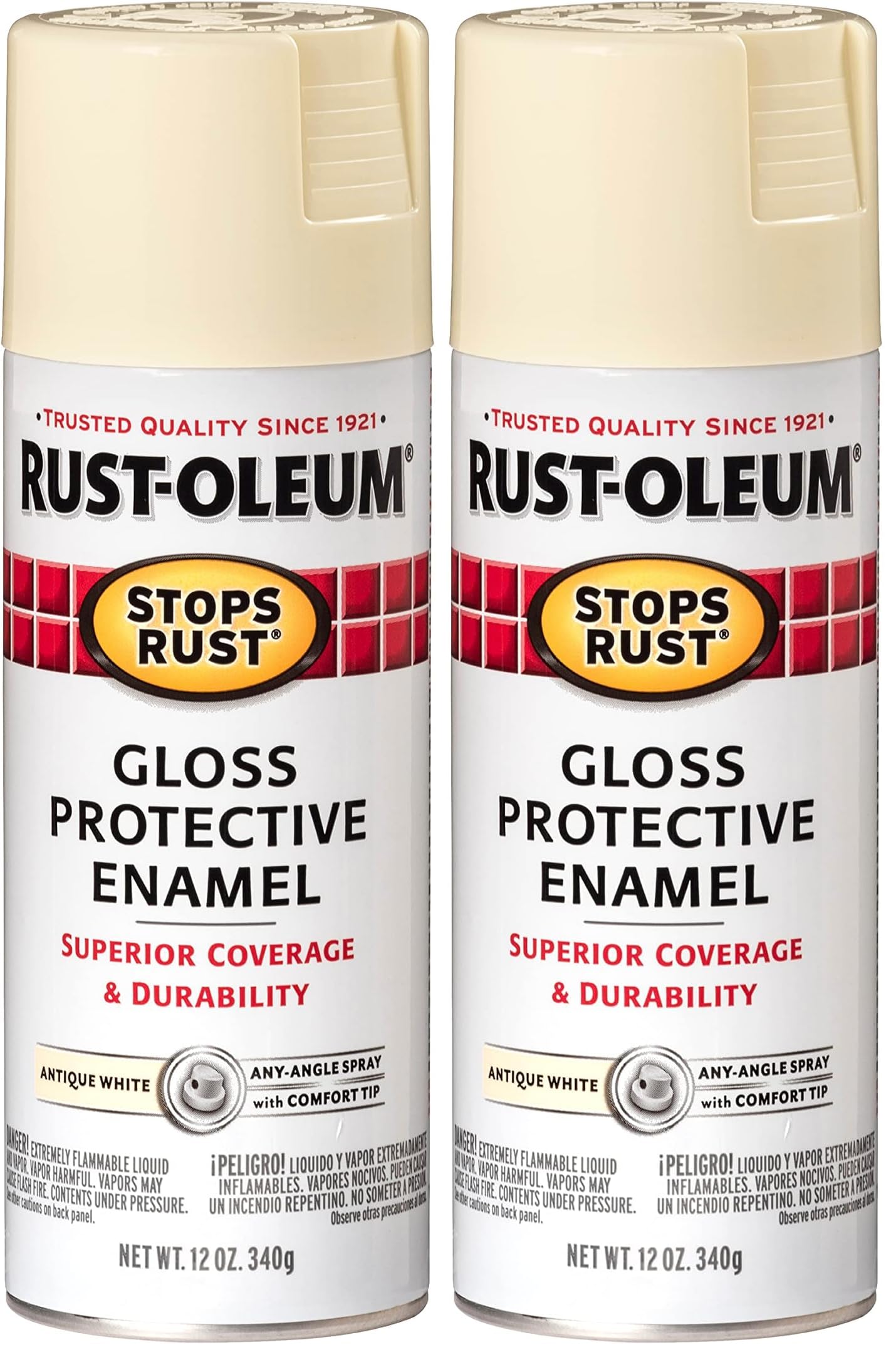 Rust-Oleum 7794830 Stops Rust Spray Paint, 12 oz, Gloss Antique White (Pack of 2)