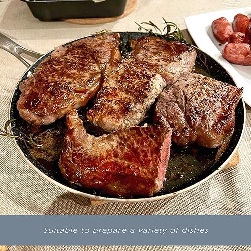 Miniatura 6 de RICOVERO Sartén de cerámica antiadherente de triple capa para estufa y placa de inducción con acabado de piedra resistente a las manchas, sartén