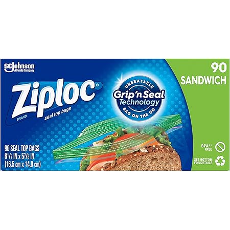 Ziploc Sandwich Bags, Easy Open Tabs, 90 Count