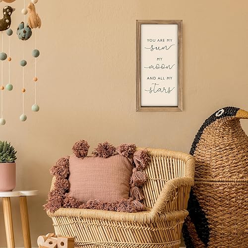 Miniatura 3 de pechpell Arte de pared de guardería de 11.8 x 5.9 pulgadas, letrero de madera, decoración de pared de habitación de bebé, You are My Sun Moon and