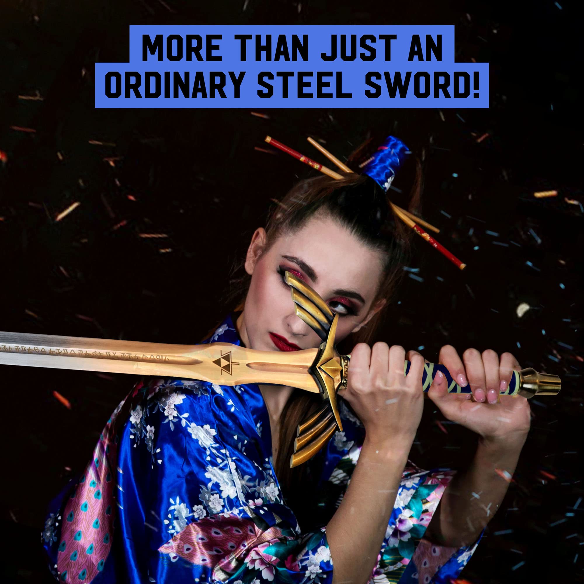 Swords and more Schwert Zelda - Link Hylia Master Sword, Zeldaschwert Edelstahl mit Scheide 125 Zentimeter, Metall Schwert für Zelda Kostüm & Zelda Geschenk