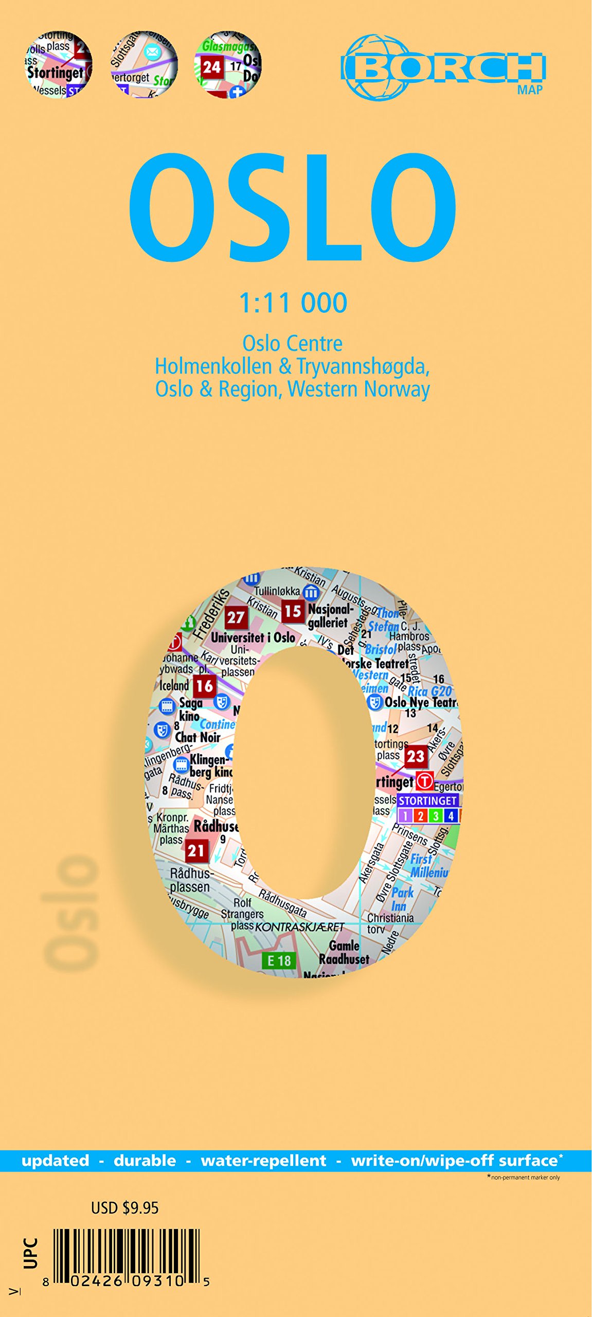 Oslo, Norway - Laminated Borch Map