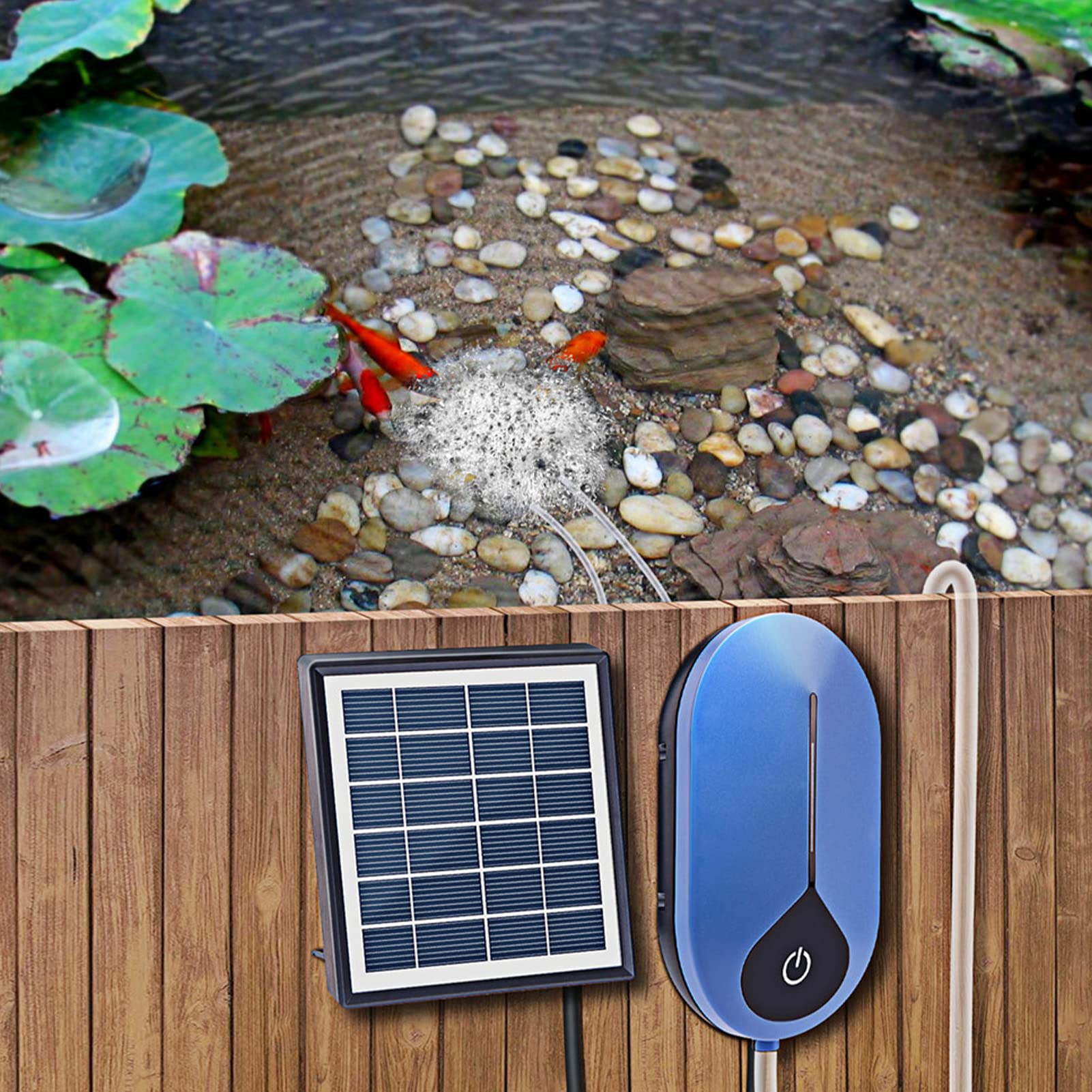 Yosoo Health Gear Bomba de Oxígeno Bomba de Aire Solar de Oxígeno para Acuario 6V 1.5W con Batería de Litio 3 Modos Bajo Ruido Gran Volumen de Aire para Pecera Acuario Corte de Energía Pesca