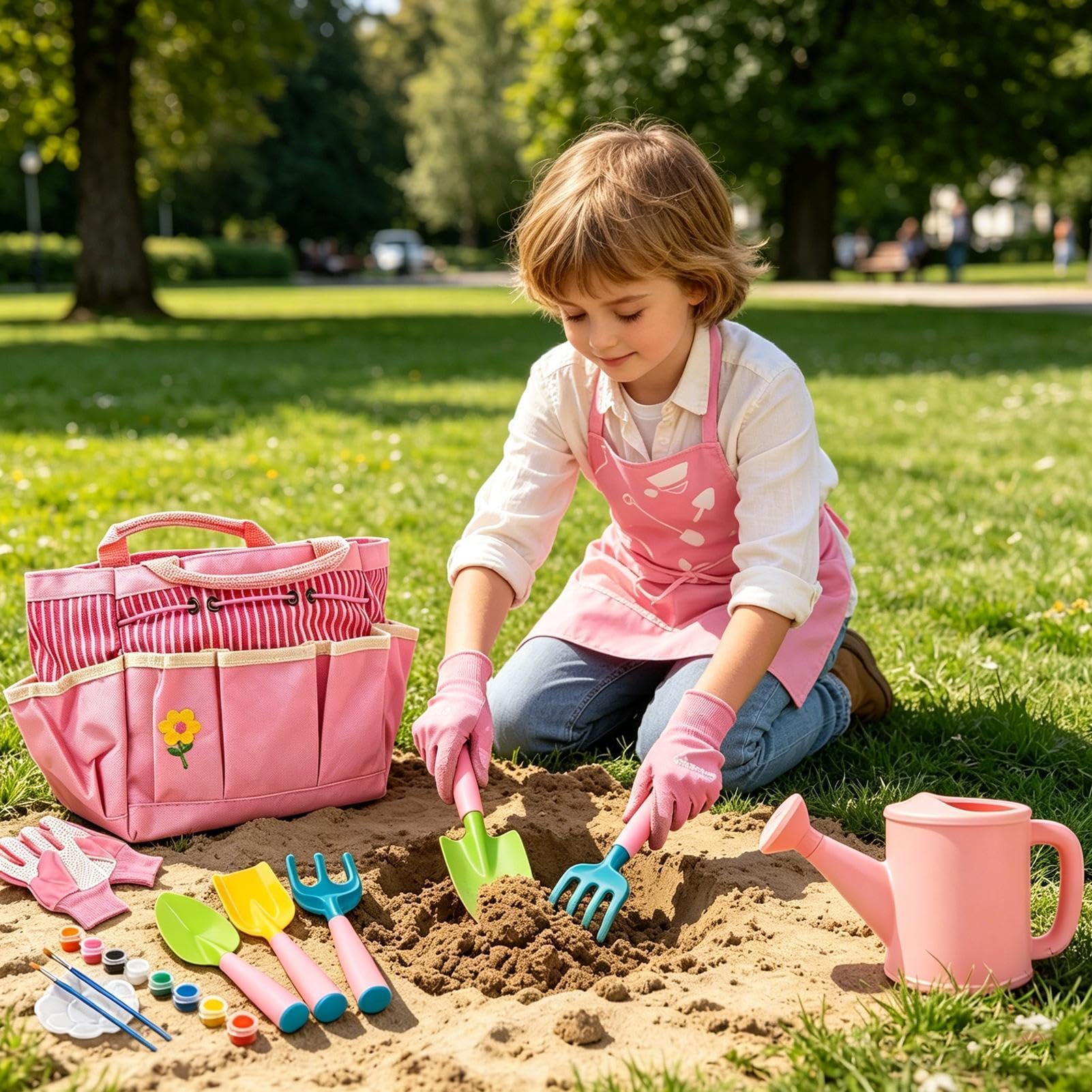 Attrezzi da Giardino per Bambini Pala Guanti Annaffiatoio Ergonomici | Attrezzature per il Giardinaggio all'Aperto Destinate ai Bambini per Casa Cortile Giardino Prato Famiglia Asilo Compleanno