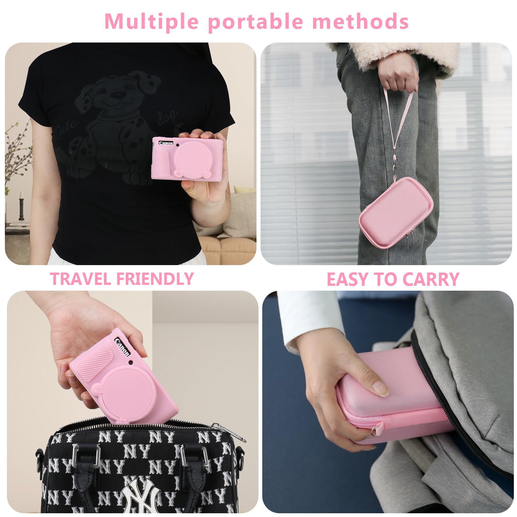 Estuche para SX740 SX730 Cámara, SX740 SX730 HS Cámara Estuche Paquete, Incluye la Caja de Carga Dura * 1 + la Caja de la cámara de Silicona Suave * 1, Rosa