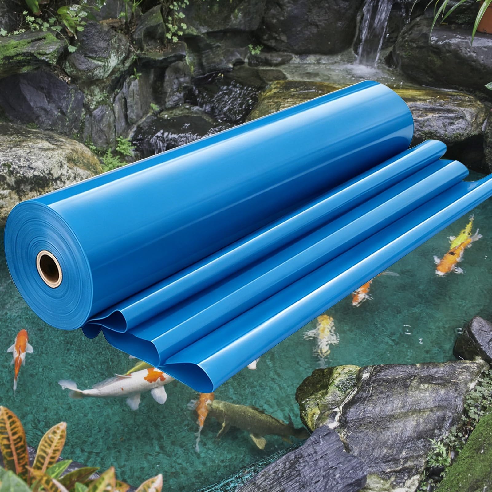 Blue Preformed Pond Liner - Waterproof HDPE Fish Underlay Tarpaulin, Flexible Sealing Film for Outdoor Koi Ponds, Waterfalls, Pools, Irrigation Ponds - 4x5m 5x7m 6x10m 8x12m(6x12m(19.7x39.3ft))