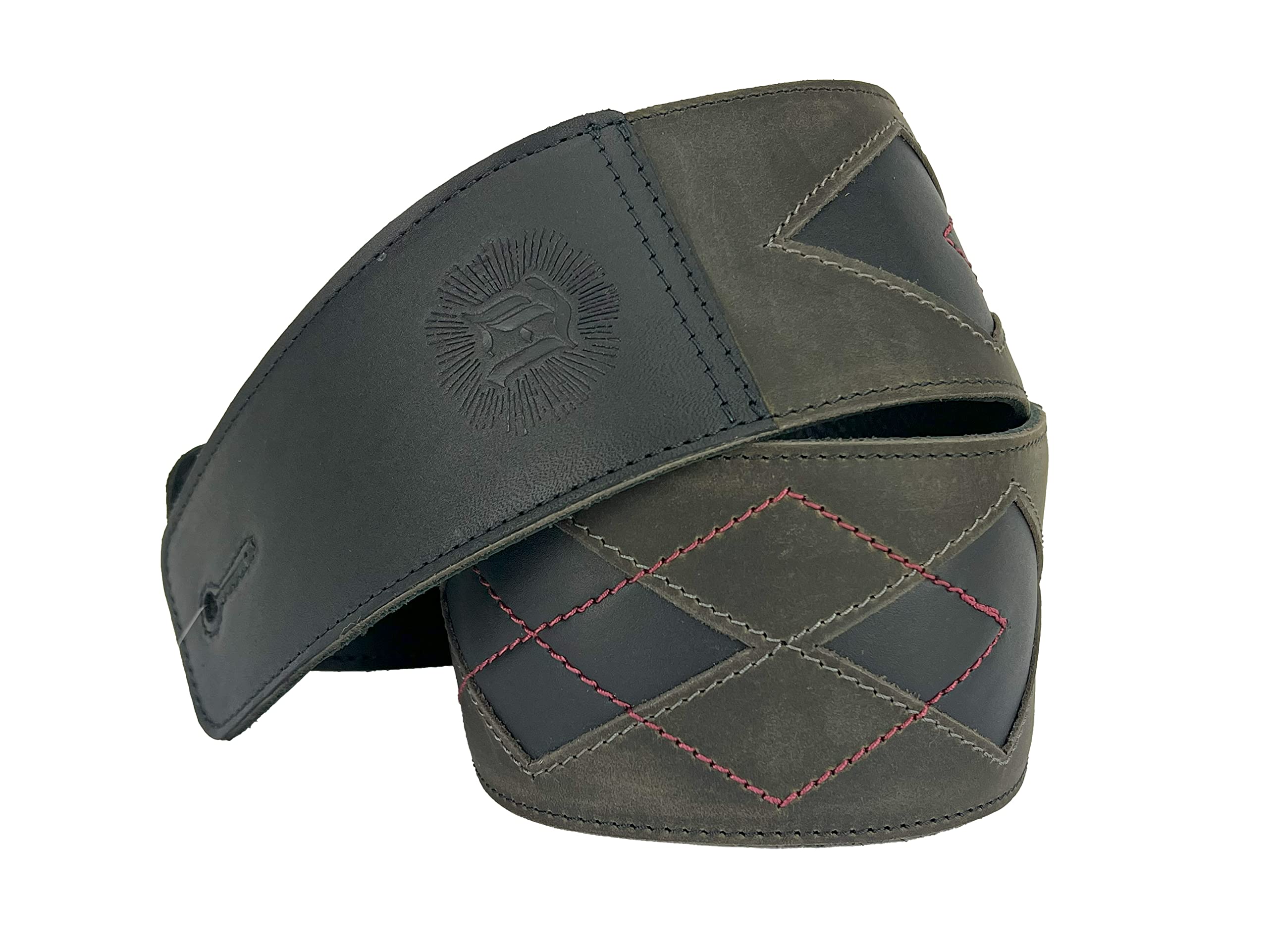 Anthology Gear "Everett Full Grain Leather Guitar Strap For Electric, Acoustic, and Bass Guitars (Aged Steel/Wine)