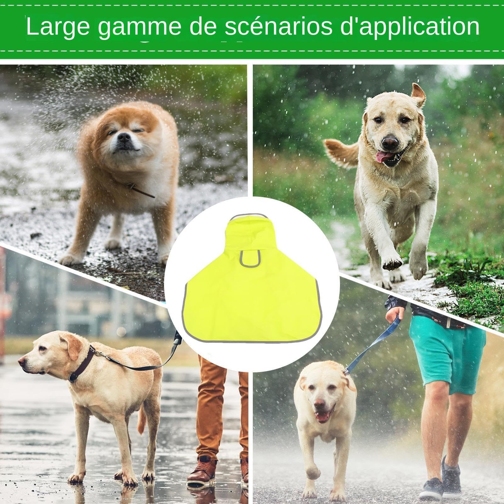 Impermeabile per Animali Domestici Impermeabile per Animali Domestici Impermeabile per Cucciolo | Abbigliamento Riflettente per Animali Domestici con Fori di Corda, Impermeabile per Cucciolo