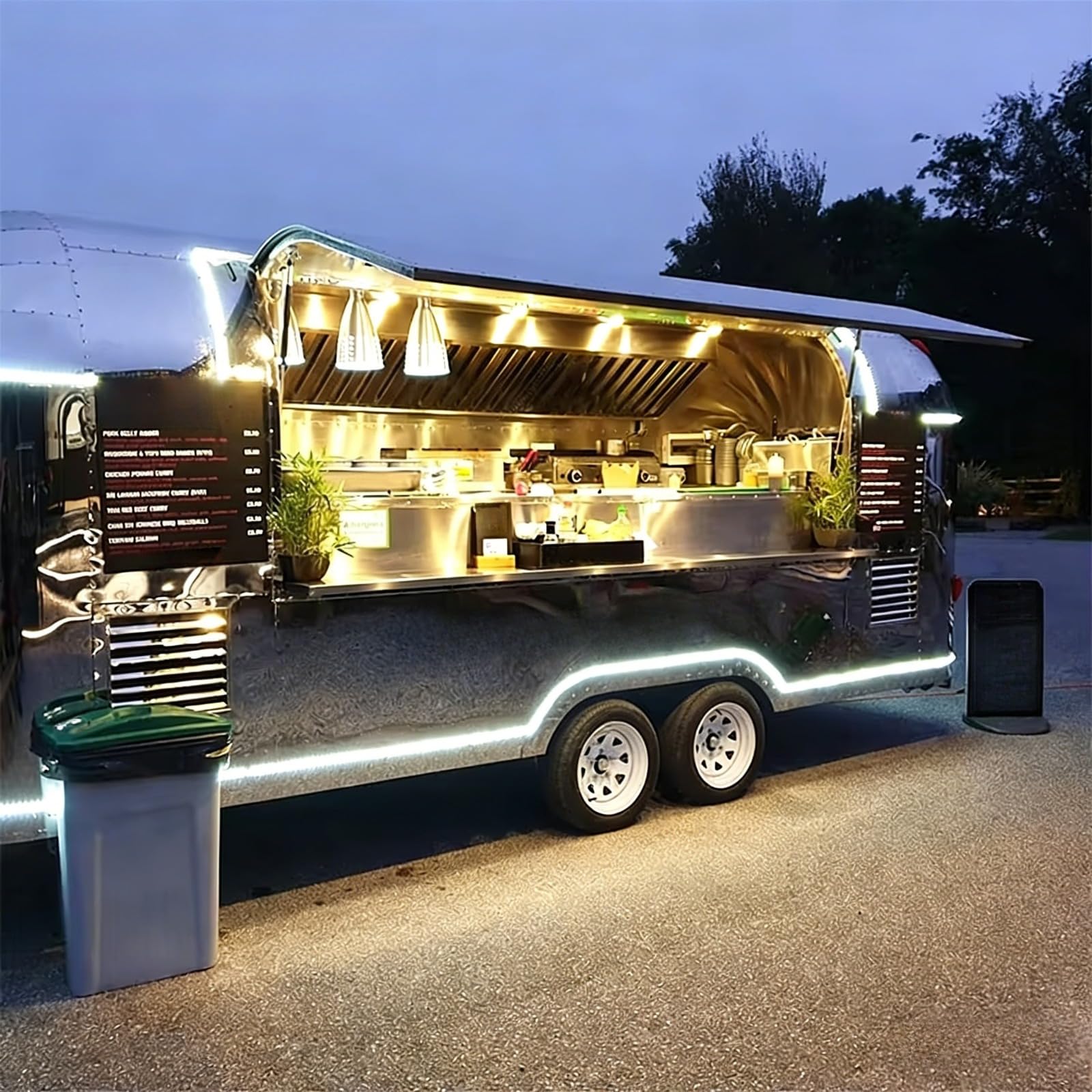 Concession Food Trailer for Sale, Fully Equipped Food Truck, Mobile Coffee Trailer with Kitchen for BBQ, Hot Dog Cart, Ice Cream Truck, Catering Business, Outdoor Events, and Street
