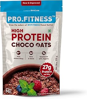 Pro.Fitness 27g High Protein Oats (By MyFitness) | Dark Chocolate Oats with Almonds, Pumpkin Seeds and Raisin | Chocolate Price In India
