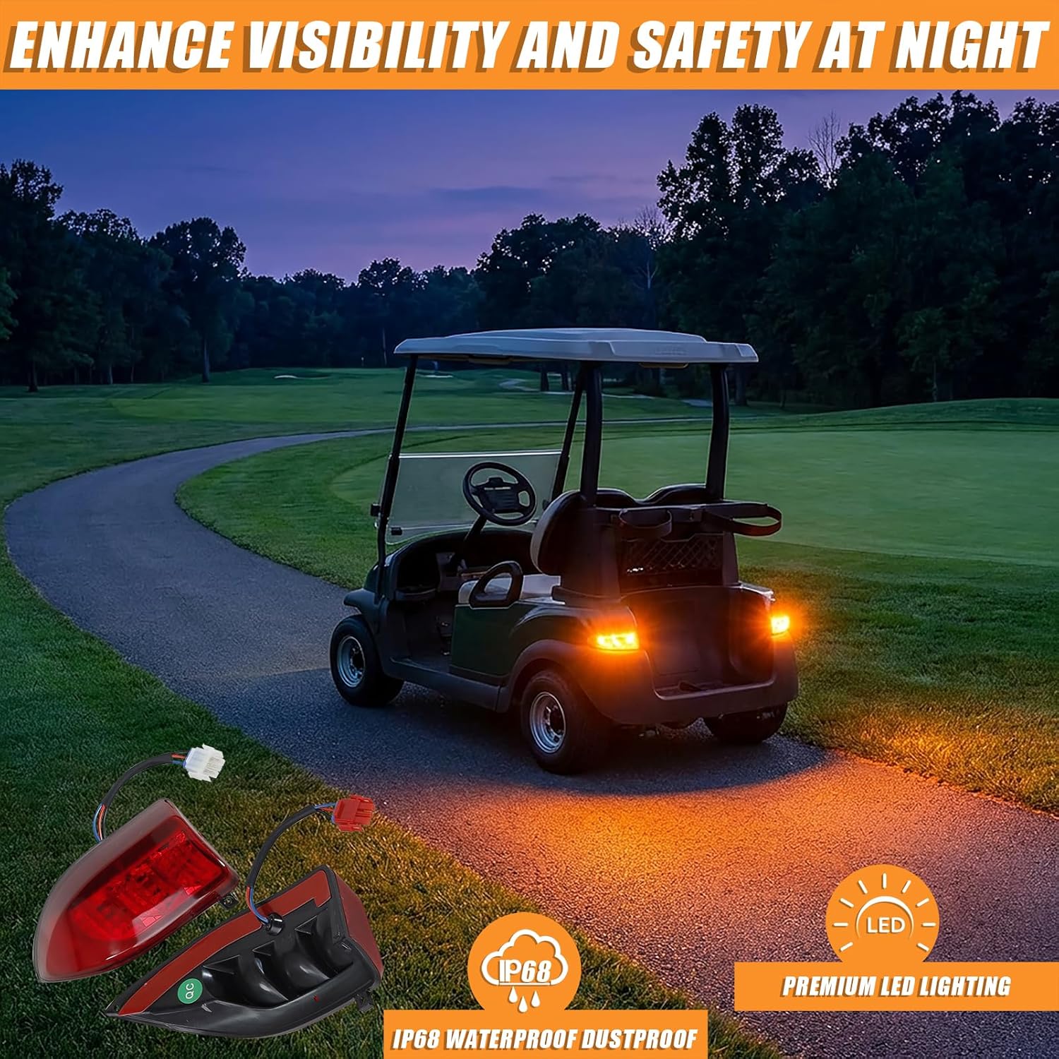 Club Car LED Taillight Kit Replacement Rear Light 12V 3 Wires for Precedent 2004-up and Tempo 2018-up Golf Carts Automotive Lighting Upgrade #102529001#102528901