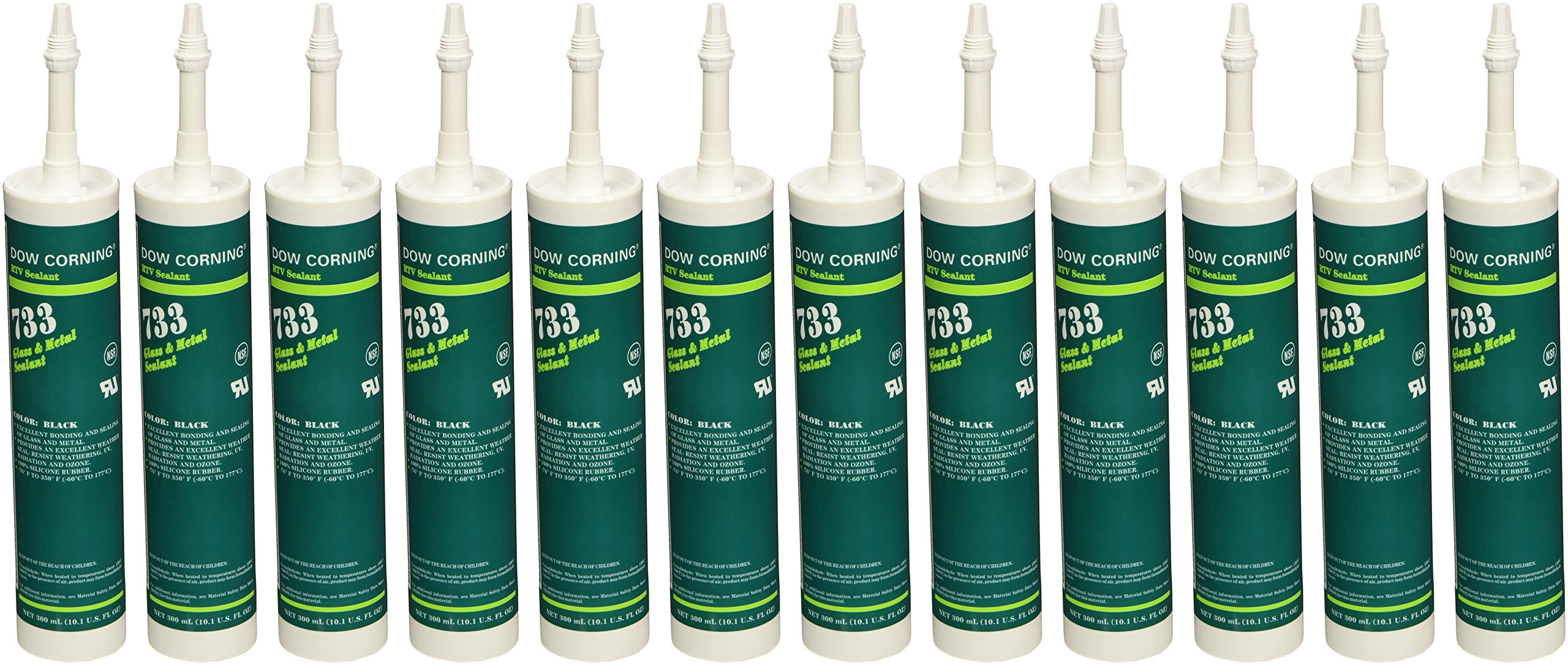 Dow Corning 2468344-12 733 Black Glass and Metal Sealant (Pack of 12)