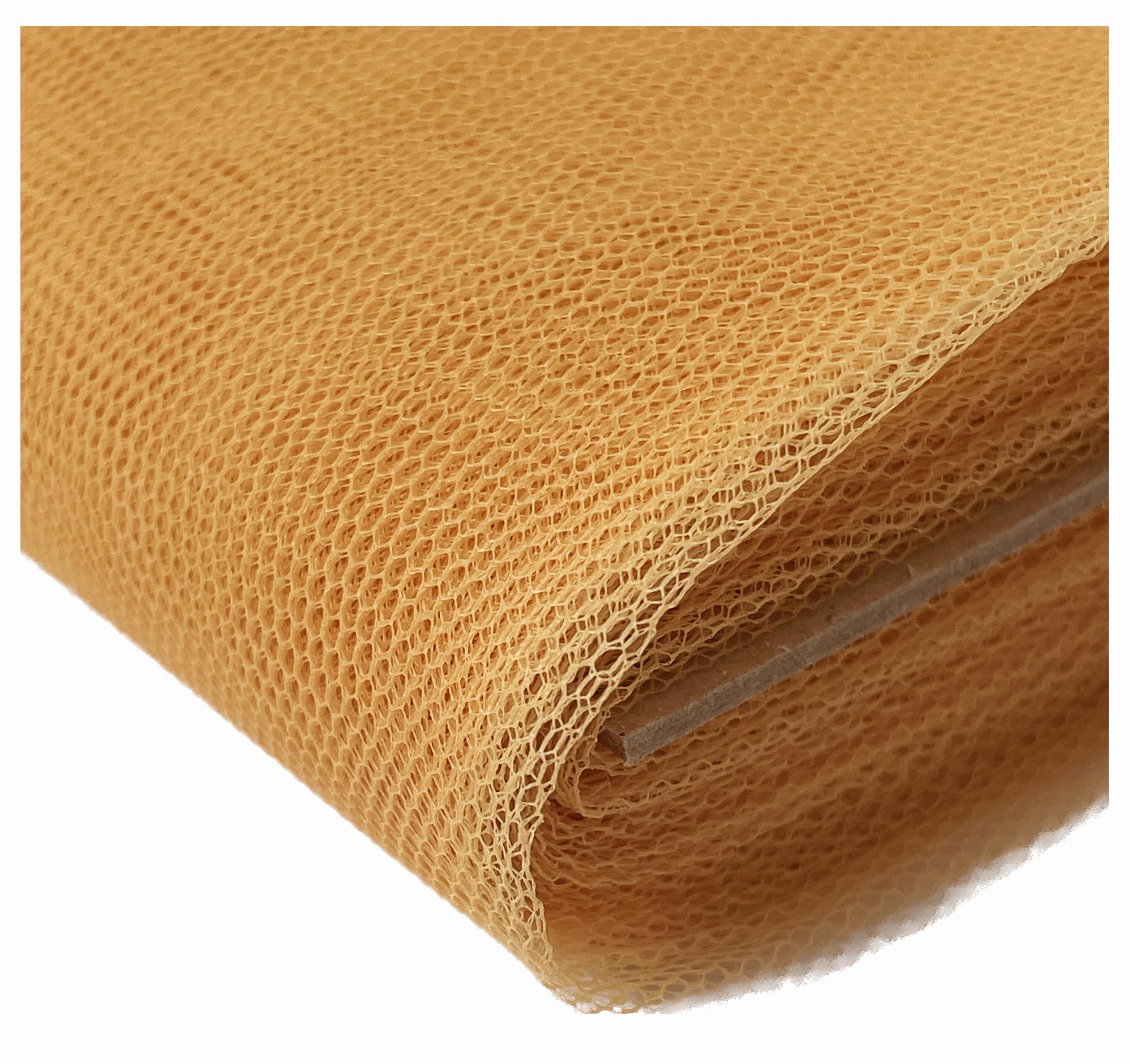 Sheer Dress Net Mesh Fabric Tutu Tulle Mesh Dancewear Stiff Flare Free Nylon Wedding Bridal Veil Material 150cm Wide (4000 x 150cm / 1575" x 60", Gold)