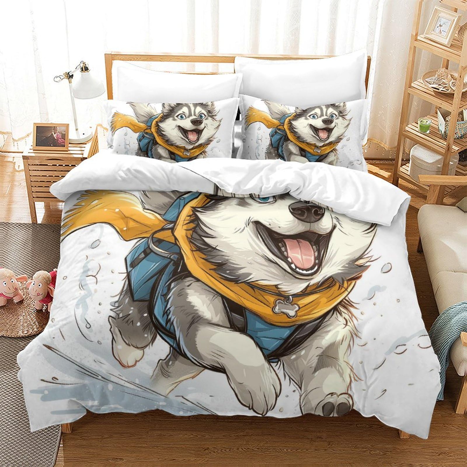 Housse de couette husky 3D le cadeau idéal pour ados passionnés d'animaux