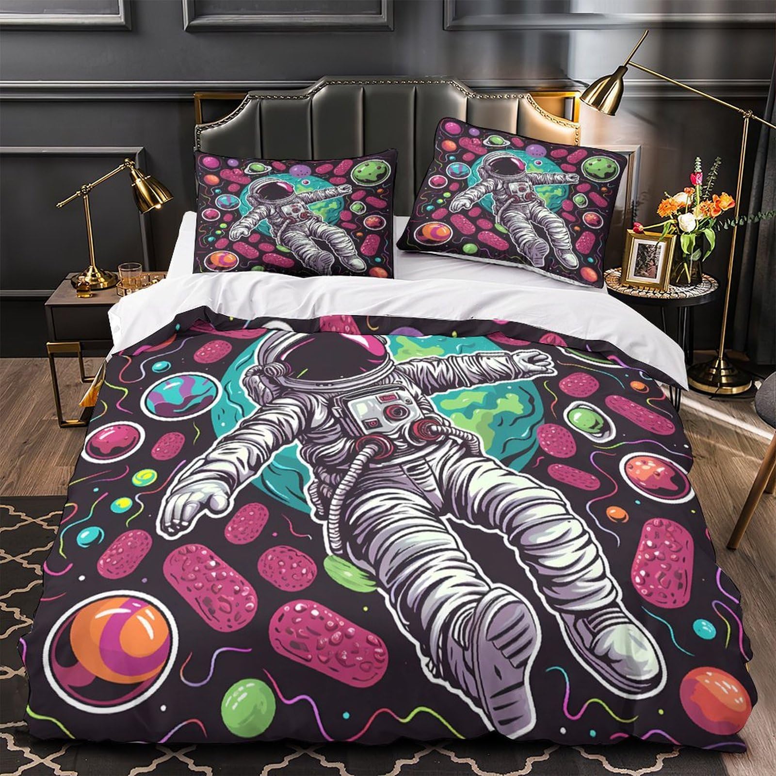 Parure de lit astronaute 3D de qualité supérieure en microfibre King