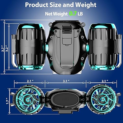 Miniatura 5 de Ventilador de cintura portátil, ventilador de camisa con luz, clip fresco actualizado 2025 recargable, batería externa de 8000 mAh, 4 velocidades