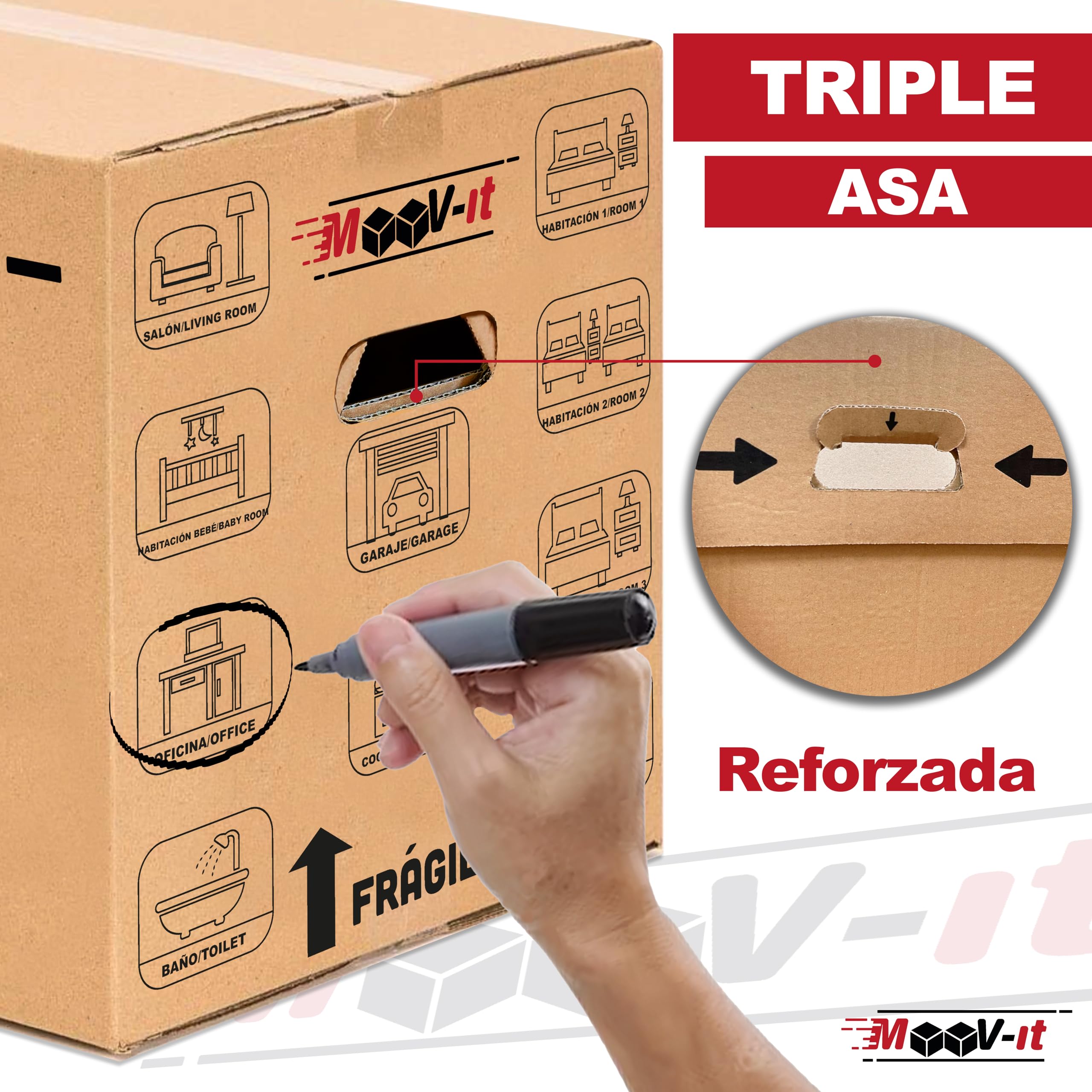Pack de 20 cajas de cartón para mudanza,50x30x30cm, Cartón reforzado y resistente. Cajas de embalaje para envíos con asas.Para almacenaje y Embalaje.Reutilizables. (20Ud. (50x30x30cm))