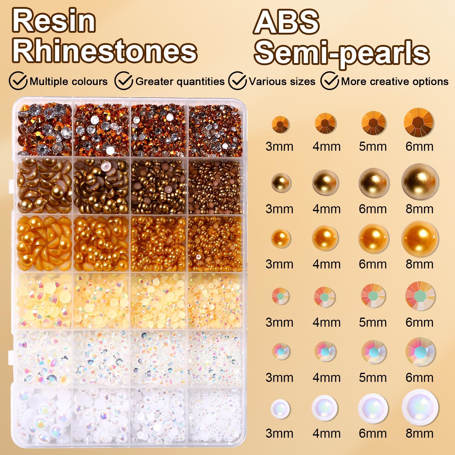 Colorful Nail Pearl Rhinestones Gems Bedazzling Kit DIY Crafts Accessories | 3D Bedazzled Resin Flatback Jewel Charms Nail Supplies for Nail Art Design DIY