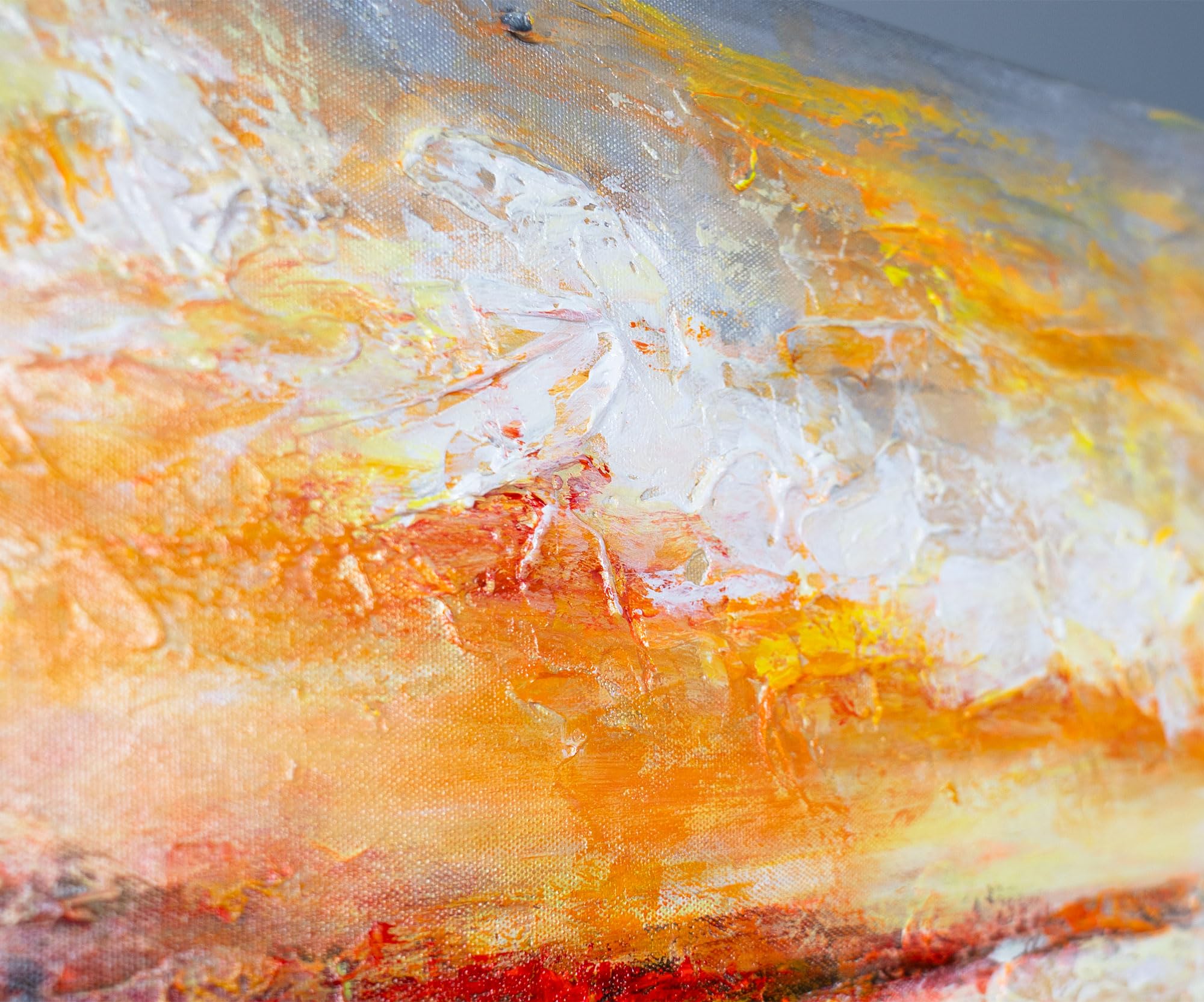 YS-Art Quadro Paesaggio Campo di Papaveri al Tramonto – Dipinto Panoramico su Tela per Soggiorno o Ufficio 115x50 cm