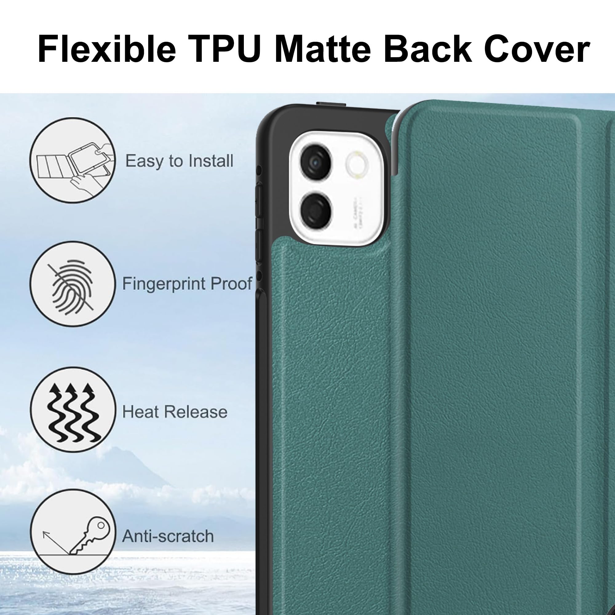 Custodia per Honor Magic Pad 4 12.3" Cover in Pelle Case, + [1 Pezzi] Vetro Temperato Pellicola Protettiva [Auto Svegliati/Sonno][Supporto Funzione ] [Anti-Scratch] Verde