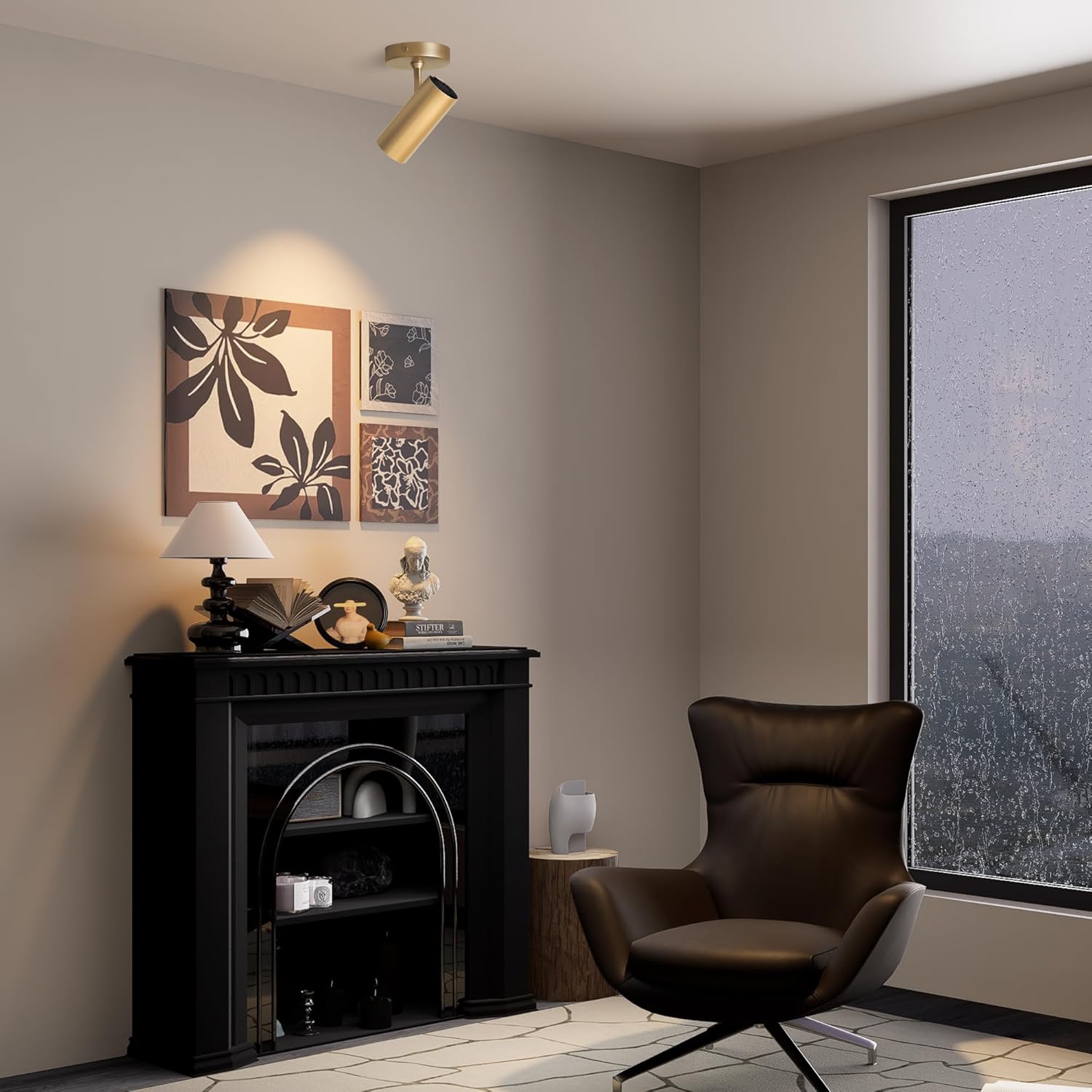 Aisilan 9W LED Gold Directional Dimmable Ceiling Spotlight Indoor, Anti-Glare Adjustable Angle Wired Spot Light for Picture, Bedroom and Kitchen - Warm Light 3000K, CRI 97 Flicker-Free