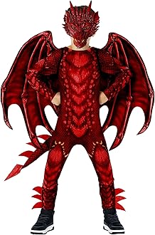 Morph Kids Dragon Costume Red Boys Halloween Costume Sizes S, M, L, XL