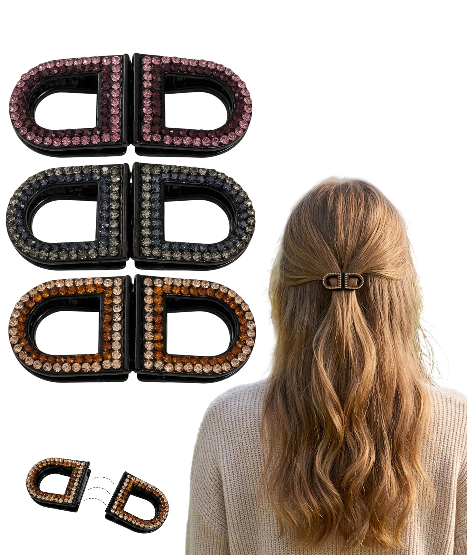 3Pcs Magnetic Hair Clip, Magnetic Hair Clips for Women, 3-Piece Set with Side-Opening Design for Daily Hairstyling and Salon Use, Three Elegant Colors: Light Purple, Champagne Beige, and Dark Blue Grey-image-47