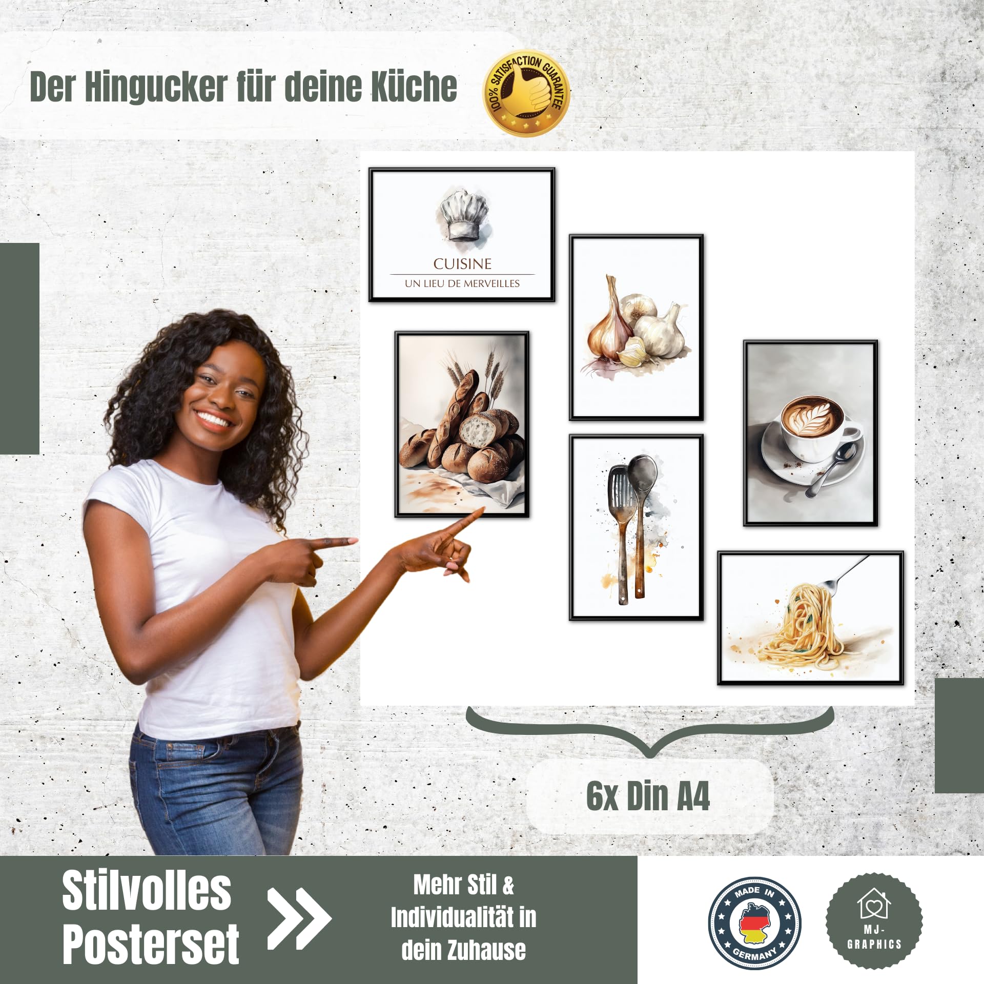 LAVEMA Kaffee Poster Set A4 - 4 Retro Küchenbilder Für Barista & Kaffeeliebhaber