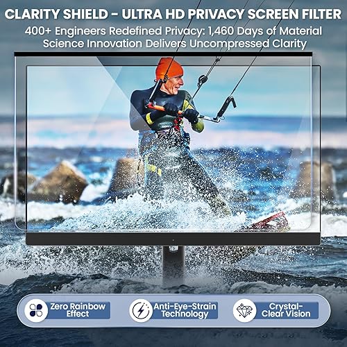 Miniatura 7 de Pantalla magnética de privacidad de 24 pulgadas para monitor sin marco, relación de aspecto 16:9, protector de pantalla de luz azul colgante,