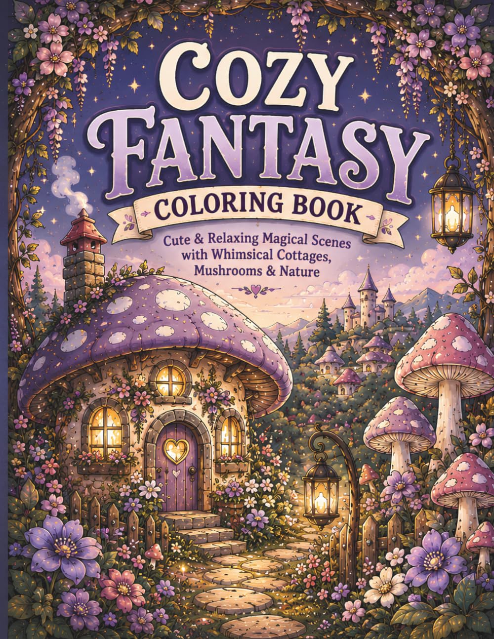 Cozy Fantasy Coloring Book: Cute & Relaxing Magical Scenes with Whimsical Cottages, Mushrooms & Nature