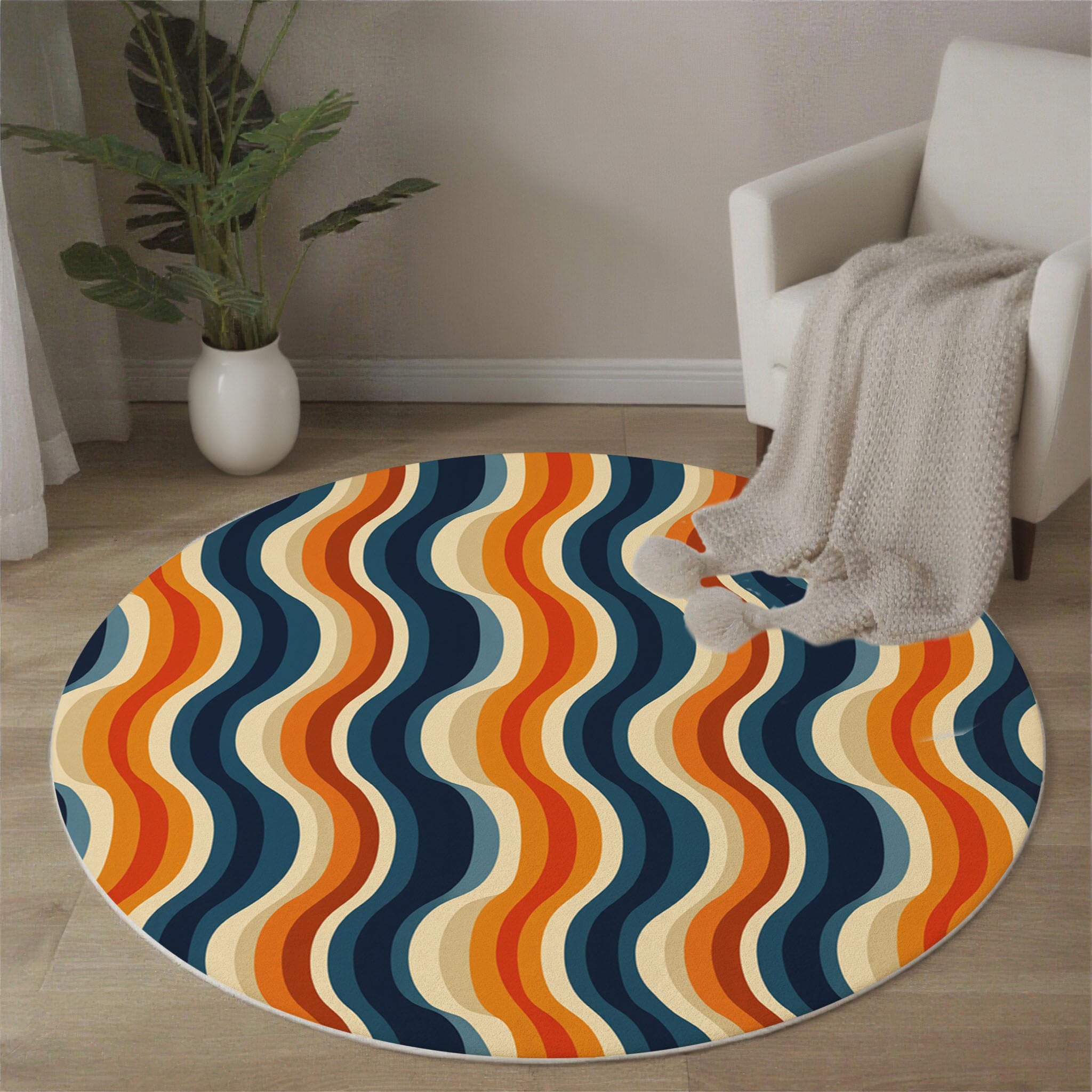 Tapis de chambre rétro orange et bleu : égayez votre coin nuit 80 cm