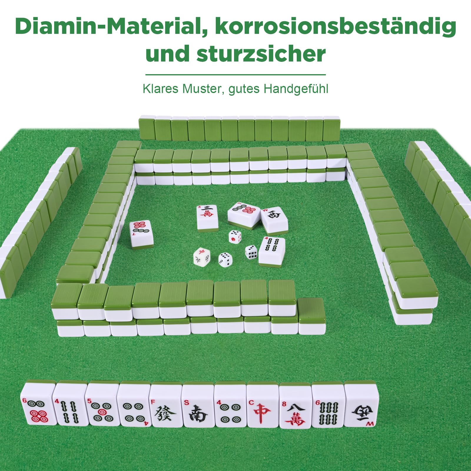 Zestaw do mahjonga 3x2,25 cm, chińskie set do gry, solidna struktura, łatwe do odczytania, 144 sztuk, średnie set kafelków do mahjonga, kompletne zestawy do gry w mahjonga na podróże, zabawa