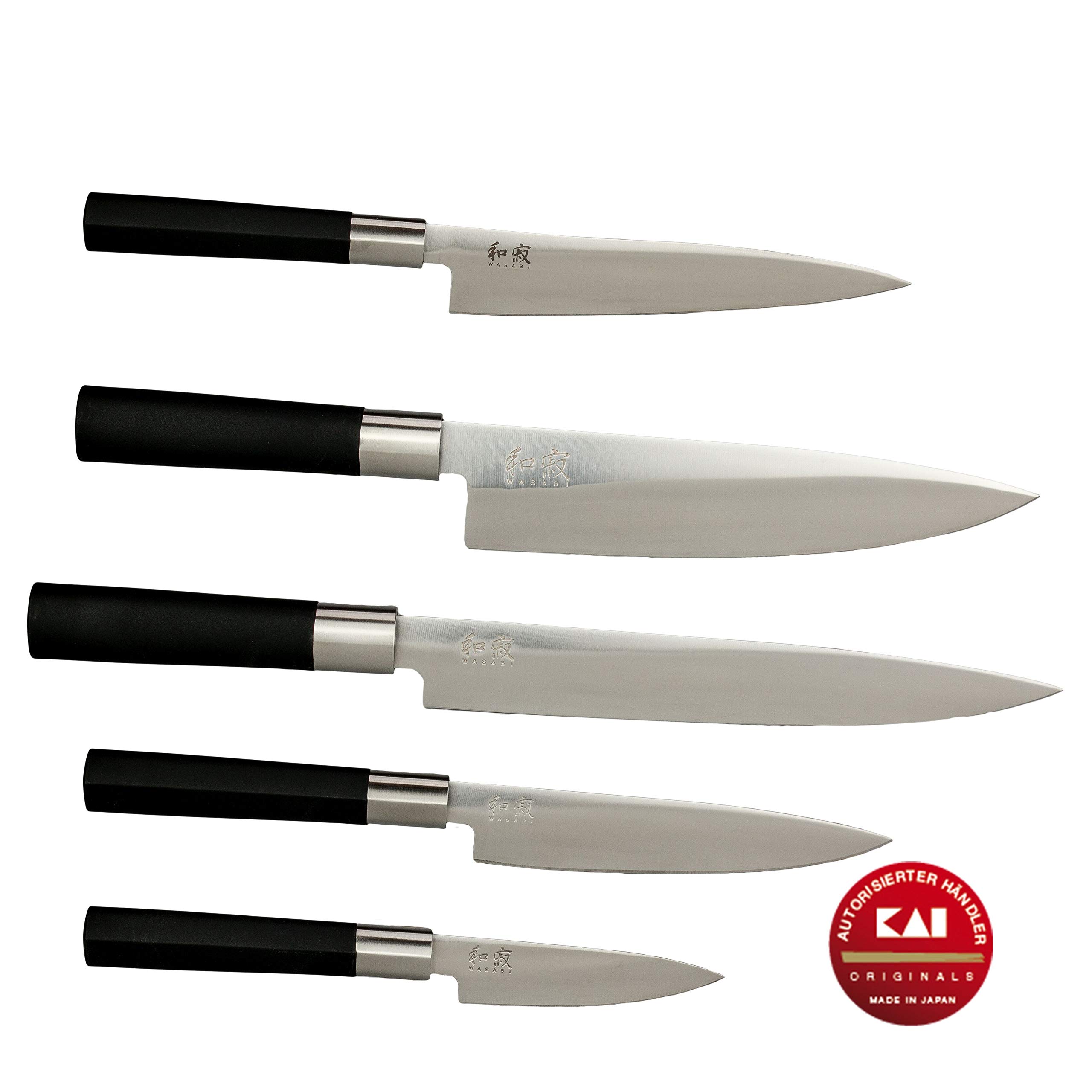 Kai Wasabi Black zestaw noży | 67-W18 | 5 ultra ostrych noży Kai + magnetyczny blok noży Kai DM-0821