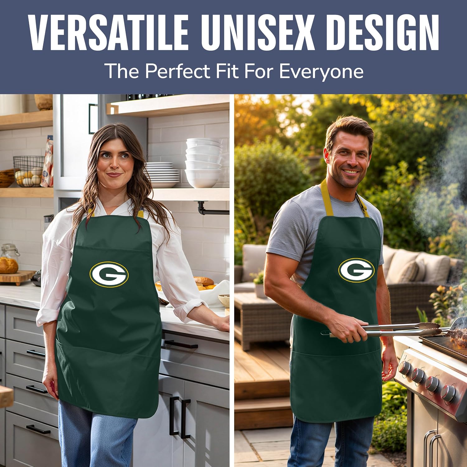 Team Sports America NFLCooking Grill Aprons for Men and Women with Adjustable Straps and Pockets