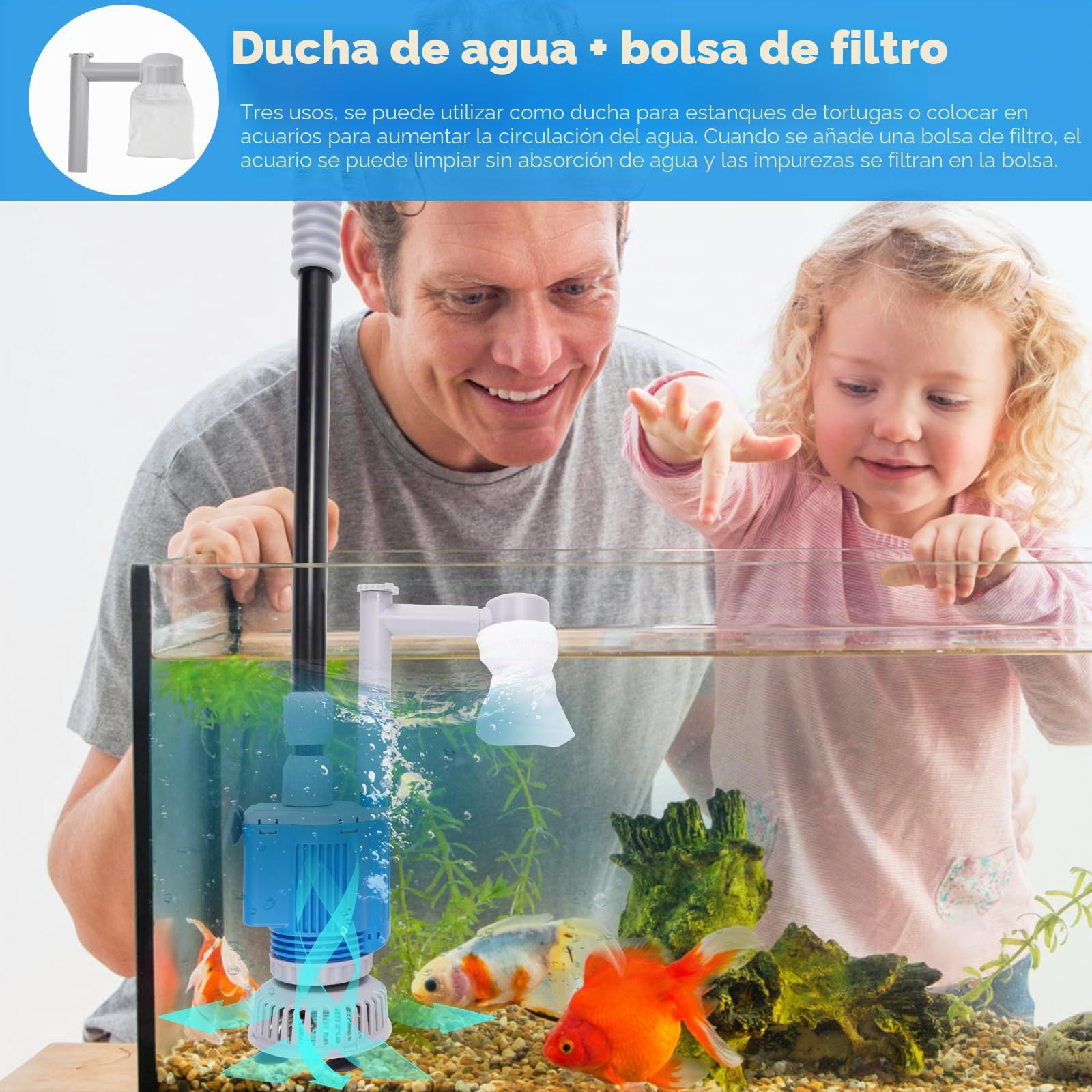 Limpieza de grava para acuario 6 en 1 kit de aspirador eléctrico para acuario, cambiador de agua para acuarios, limpieza de algas y grava