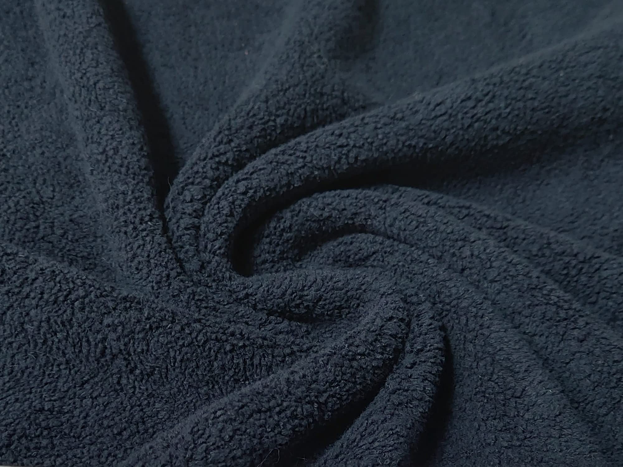 Jersey Fine Sherpa Fleece Fur Fabric Material Navy, 1Mtr - 150cm x 100cm