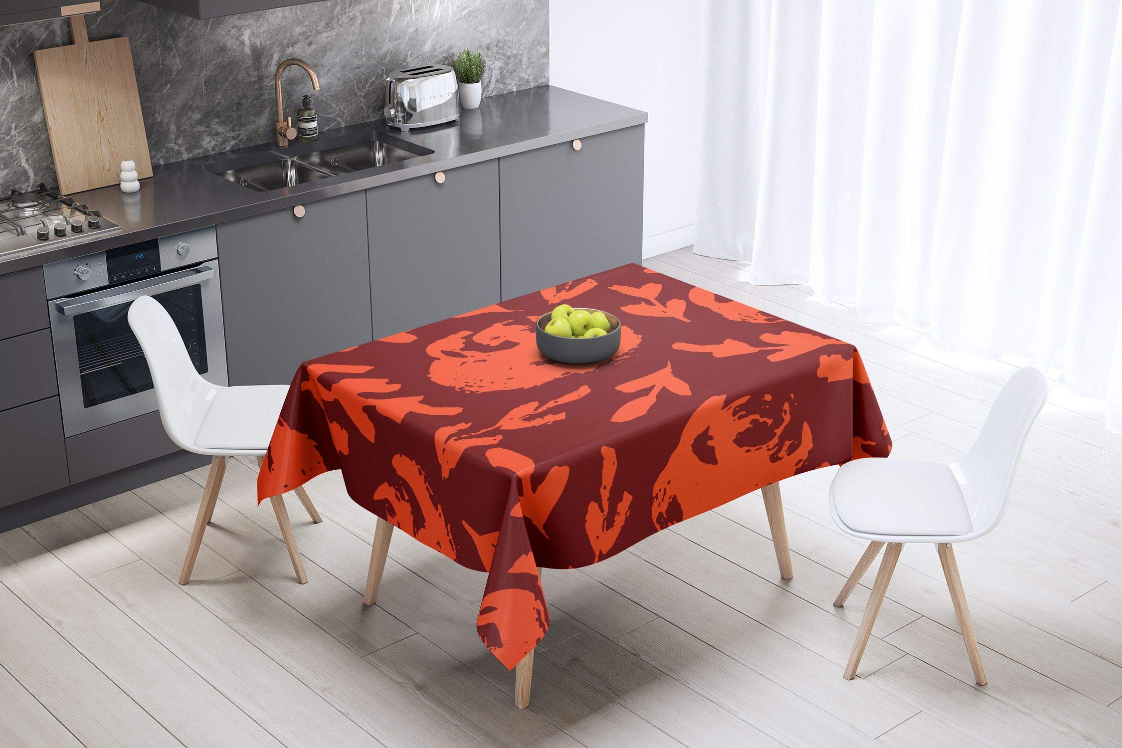 Bonamaison Kitchen Decoration, Tablecloth, Orange Bordeux, 140 x 140 Cm - Designed and Manufactured in Turkey