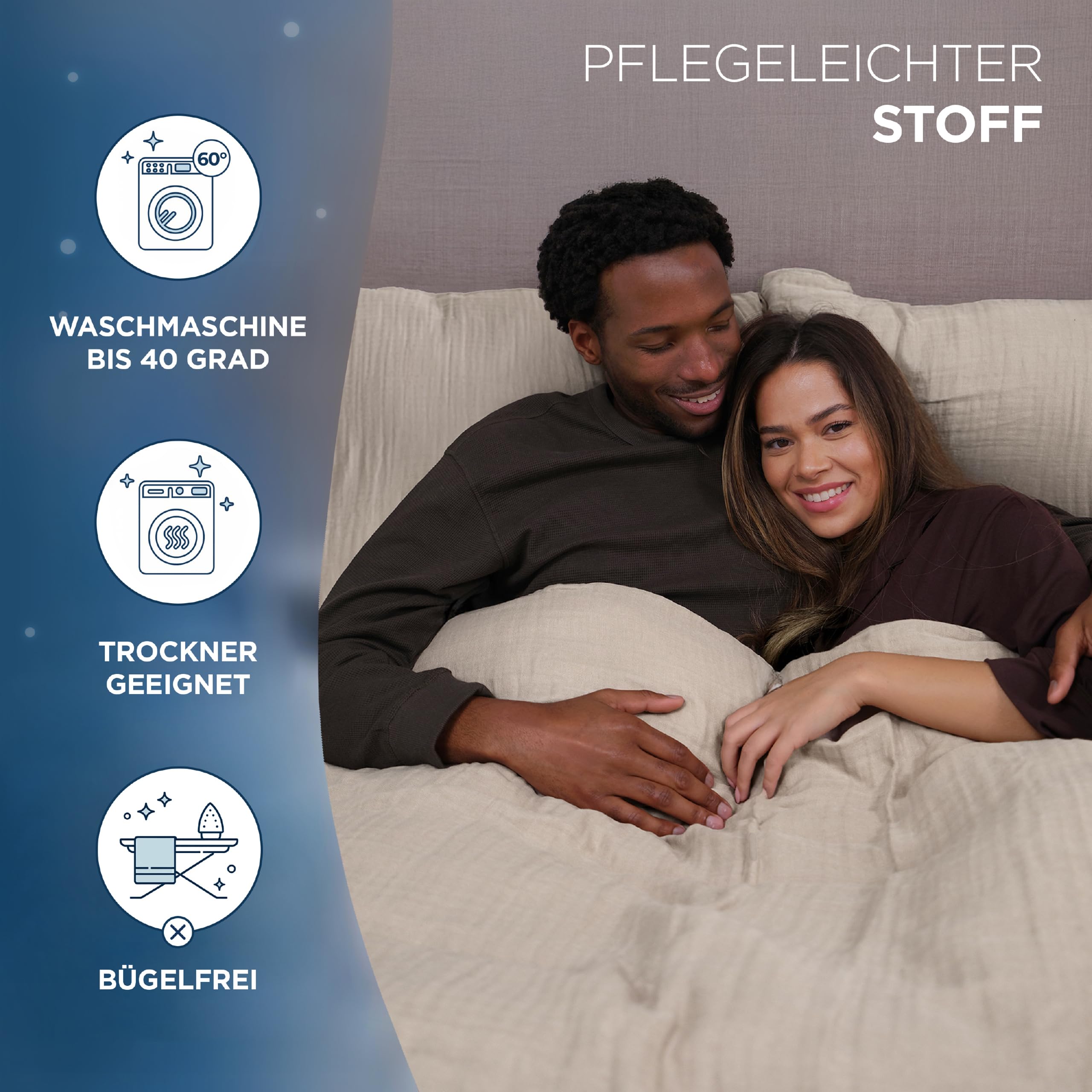Samthus Pościel muślinowa ze 100% bawełny – Öko-Tex Made in Green – niebiańsko miękki sen – zestaw pościeli bez prasowania z 1 x poszwa na kołdrę 155 x 220 + 1 x poszewka na poduszkę 80 x 80 cm
